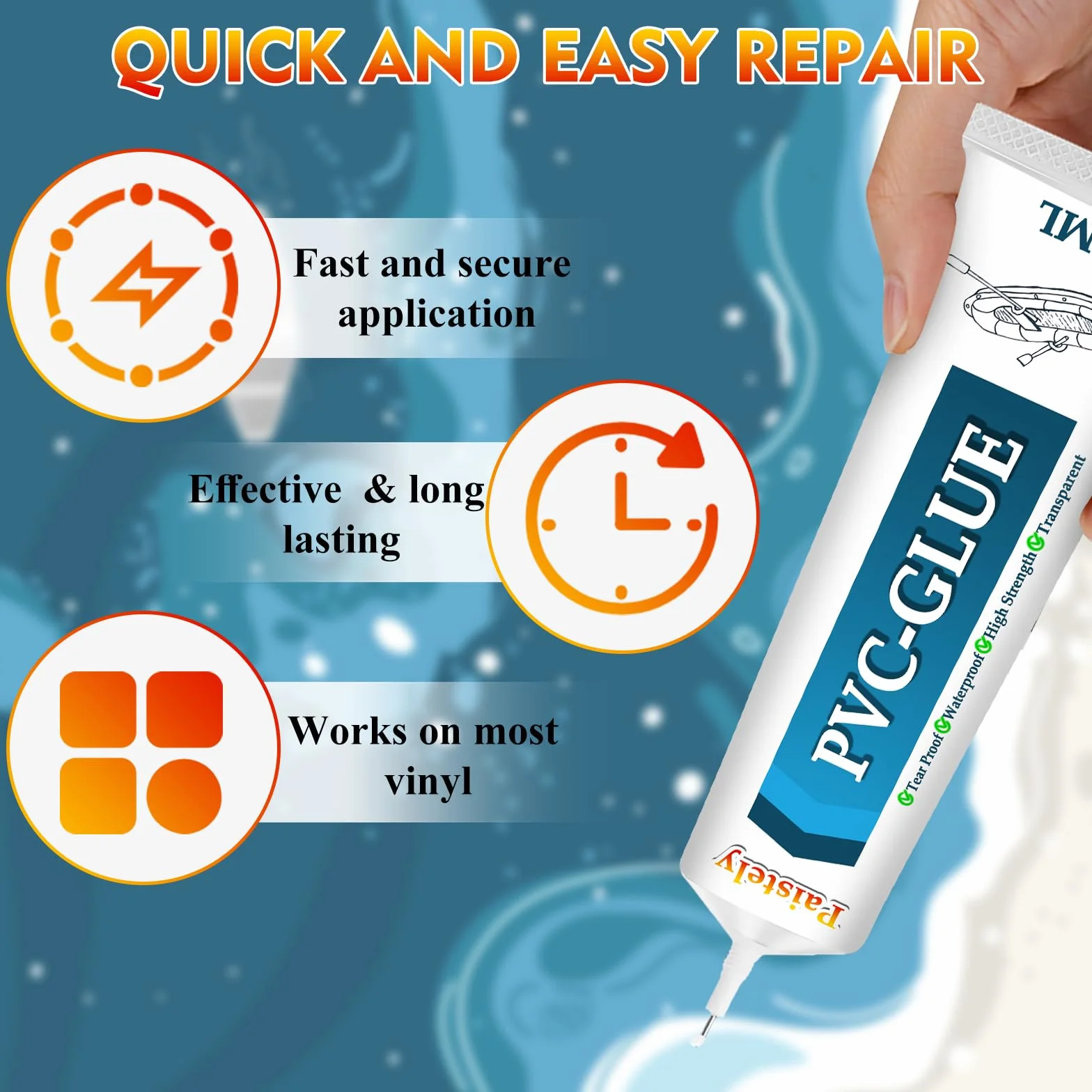 Paddling Pool Repair Kit，Ulow - Set di riparazione per gommoni Sup per piscina Zestaw naprawczy do basenu, odporny na s髄, gor?c? wod? i dzia?anie promieni UV