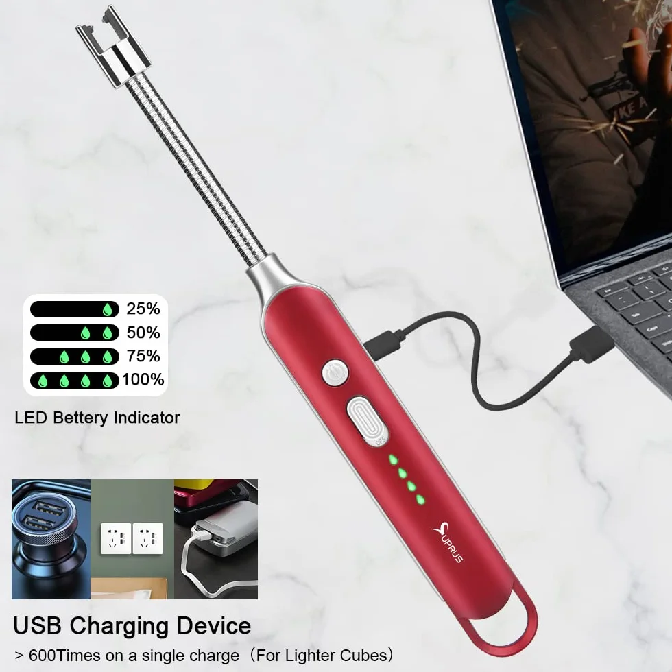 SUPRUS Łuk świetlny, odporna na wiatr, bez płomienia, elektryczna zapalniczka USB, do wielokrotnego ładowania, z zamkiem bezpieczeństwa