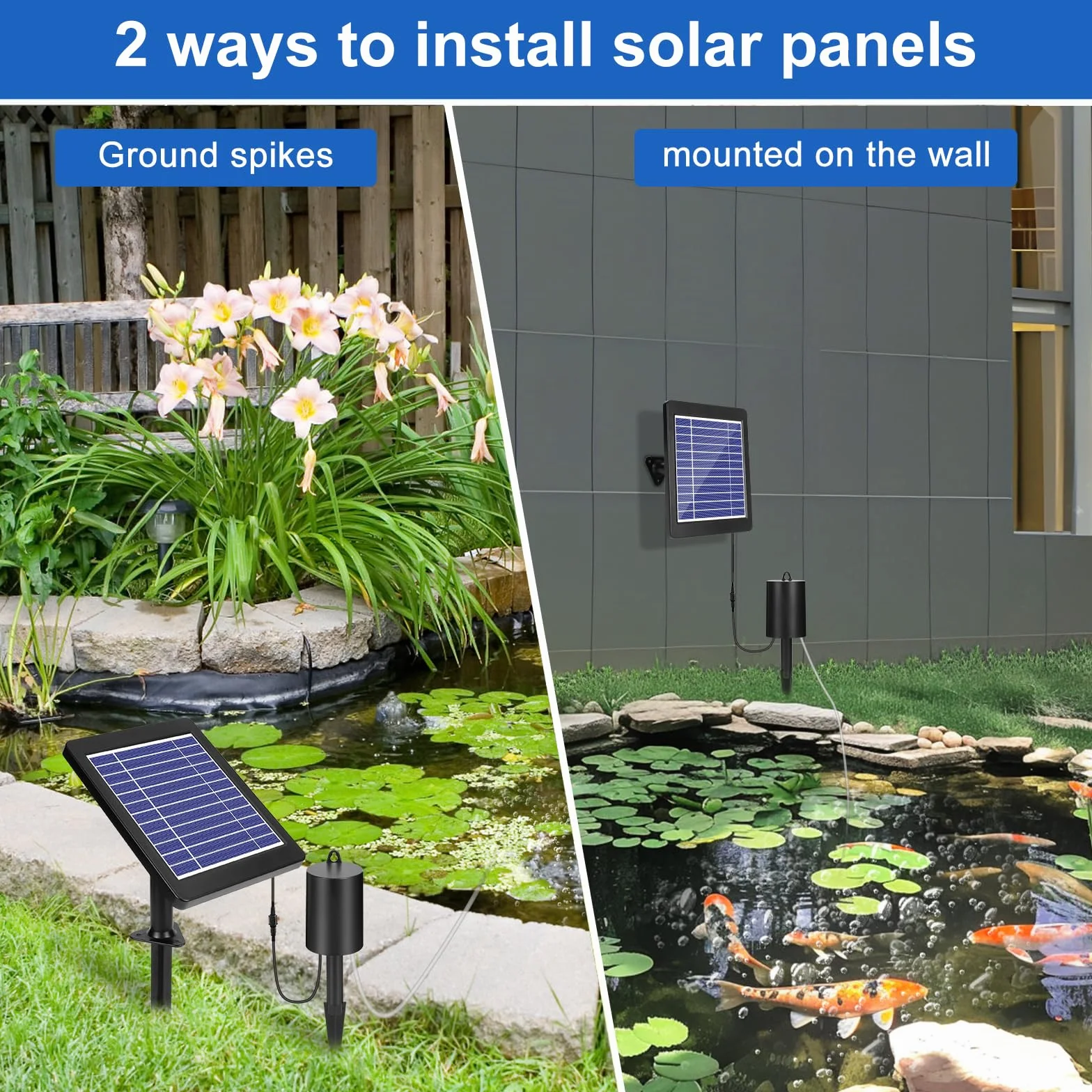 GuKKK Solar Power Air Pump Kit, Solar Oxygen Pump for Aquarium 4W Solar Staw Aerator Węże i Kamienie Wentylacyjne Do Zbiornika Ryb, Staw Rybny