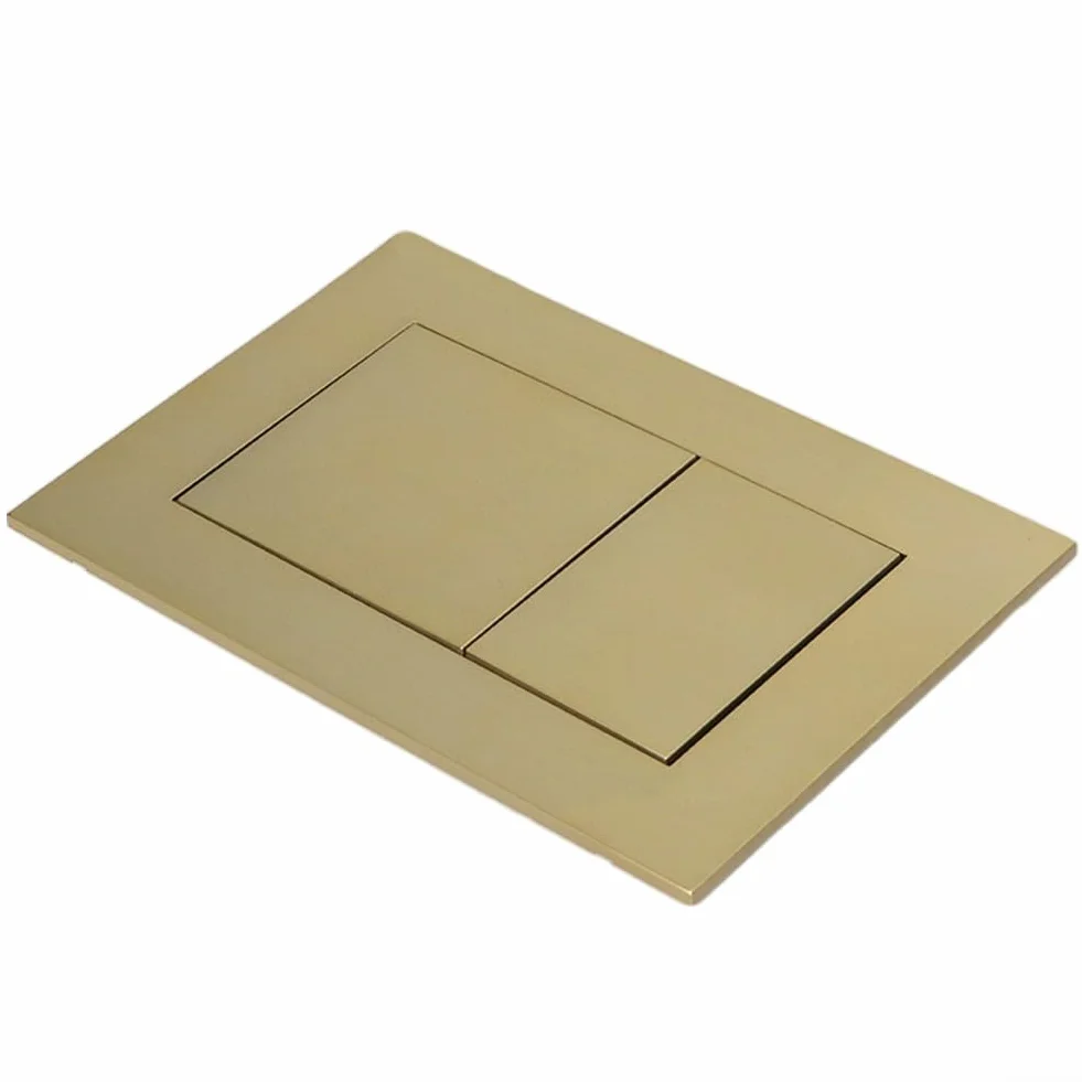 TECE Złota podwójna płytka spłukiwana kwadratowa płytka z przyciskiem do ukrytych cystern pneumatyczne podwójne spłukiwanie szczotkowane złoto 20 x 150 x 5 mm