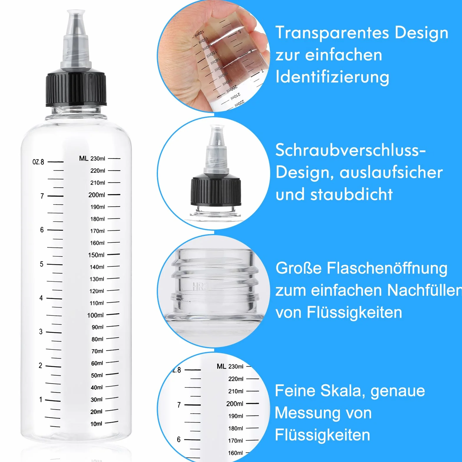 Giantree Butelka do wyciskania 250 ml 2 sztuki z miarką