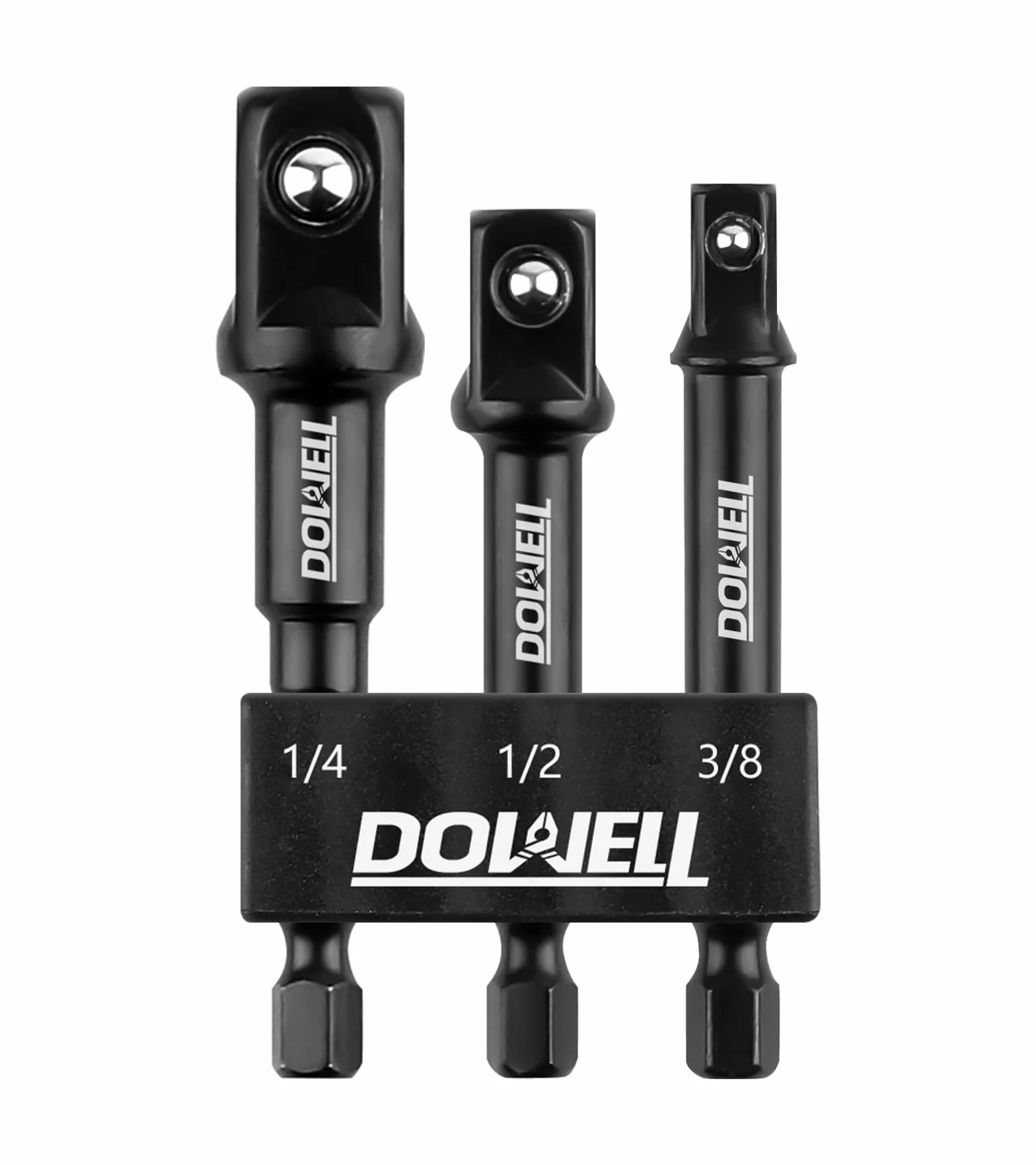 DOWELL Impact Grade Adapter Set Przedłużający Bit z uchwytem 1/4-calowy, 3/8-calowy, 1/2-calowy zestaw gniazda napędowego Rozszerzenie wiertła do szybkiego sterownika uderzeniowego (3,3-calowy)