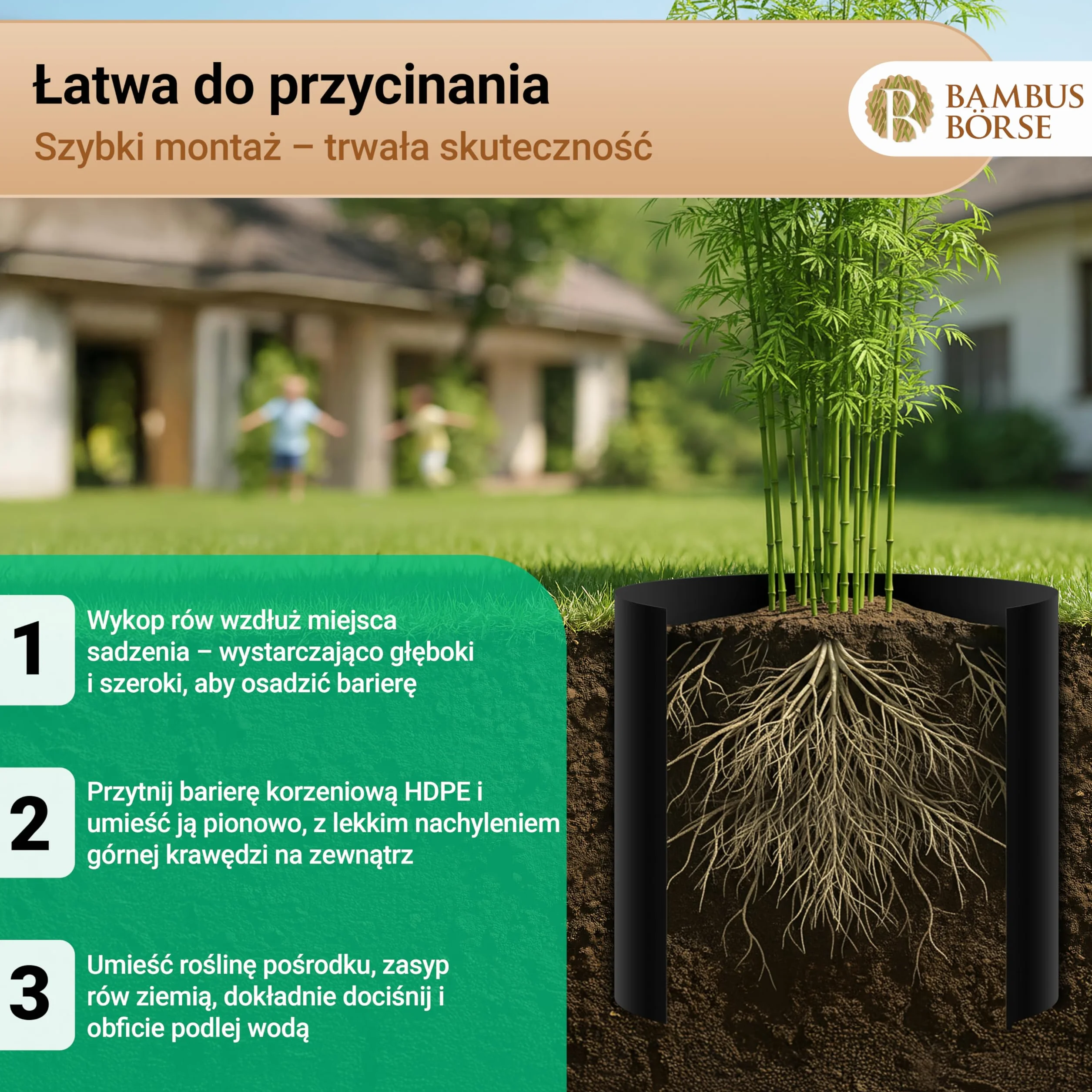 Ogranicznik korzeniowy Bariera kłącza grubość 2 mm, wysokość 100 cm, długość 5 metrów