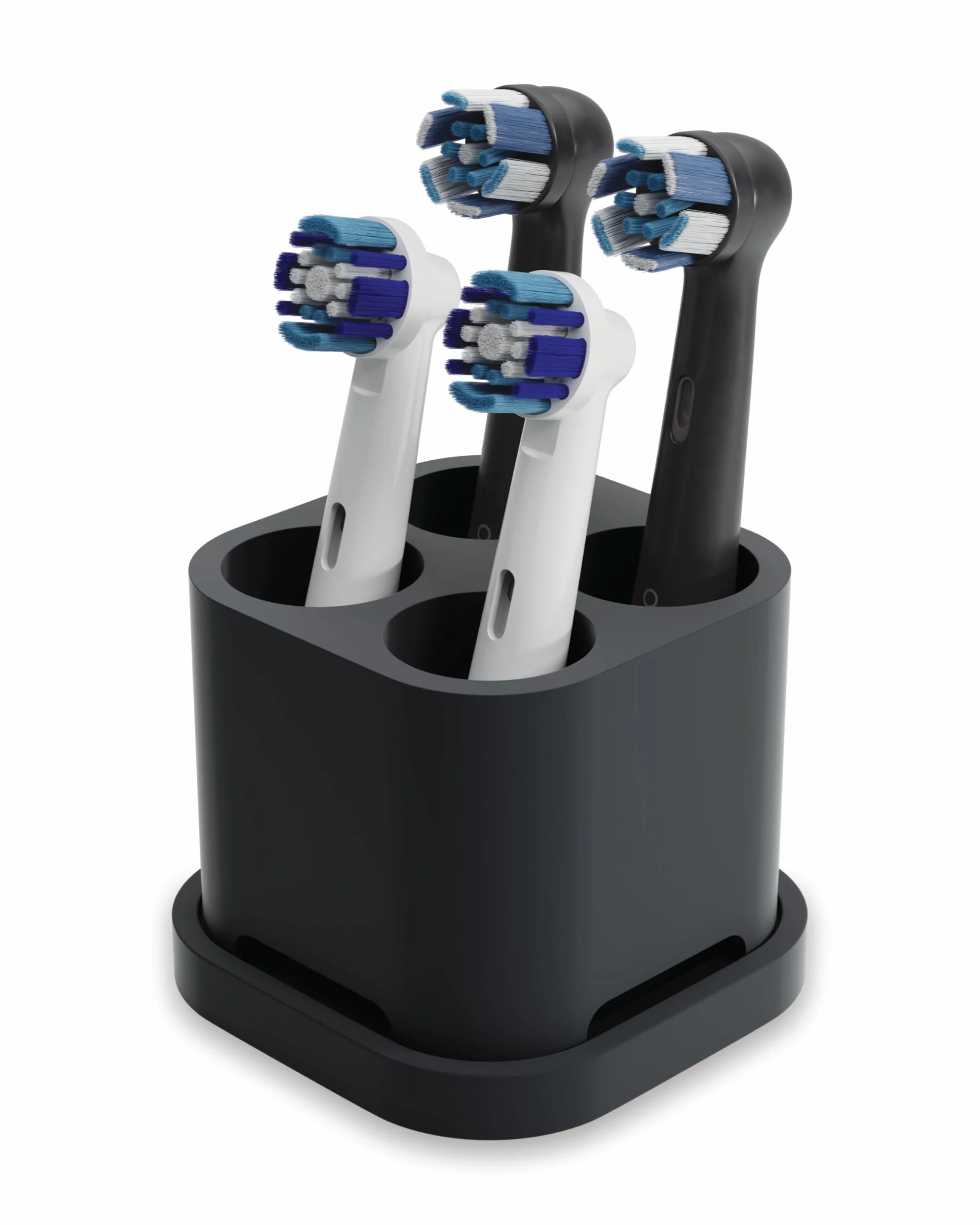 Qikfresh - Uchwyt na 4 końcówki i szczoteczki do zębów - Kompatybilny z Oral-B, iO, Philips Sonicare, Waterpik, Fairywill - Silikon spożywczy (Czarny)