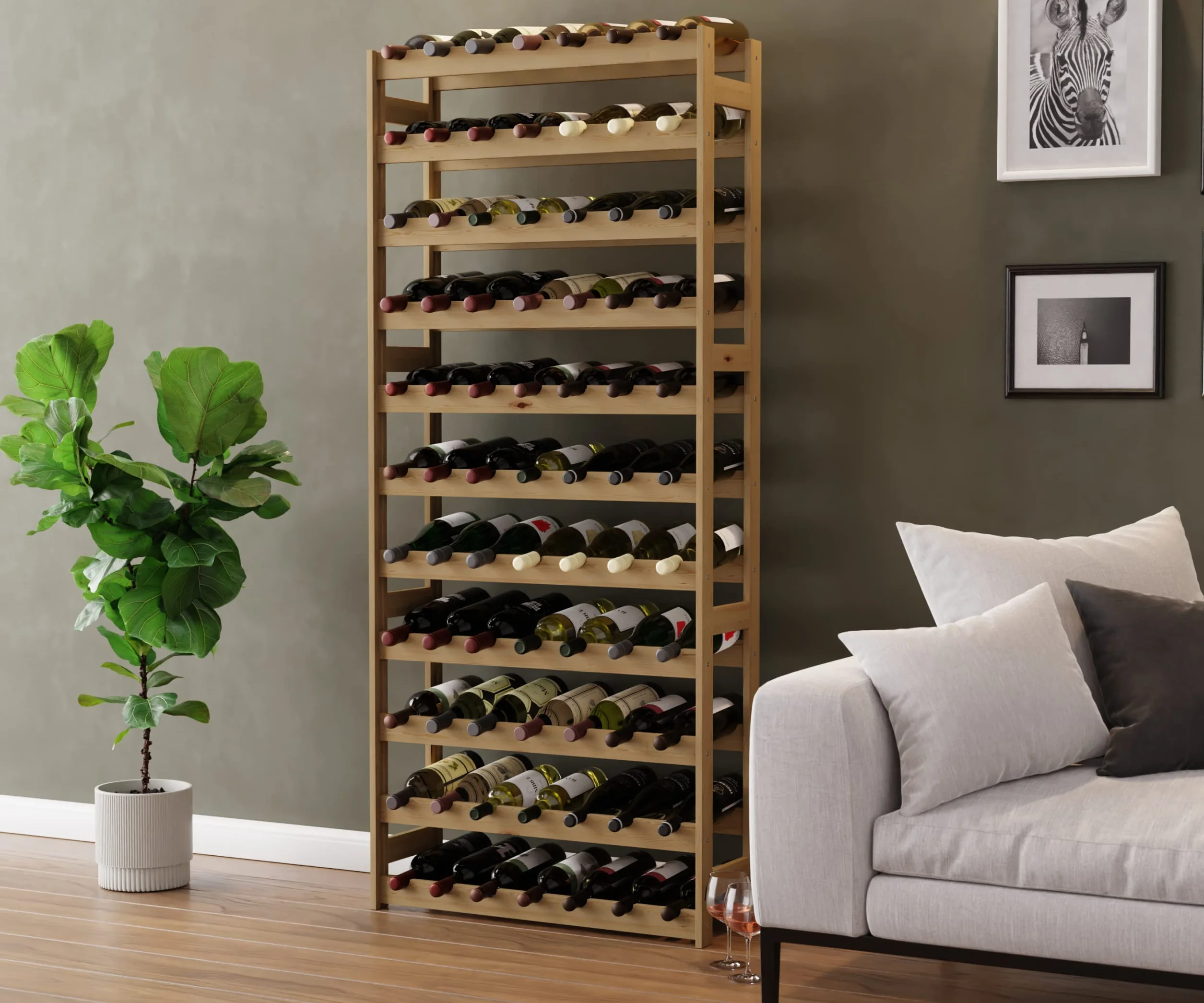 Lenmar Drewniany Regał na Wino RW-1 77 Butelek 166x72.5x25 cm