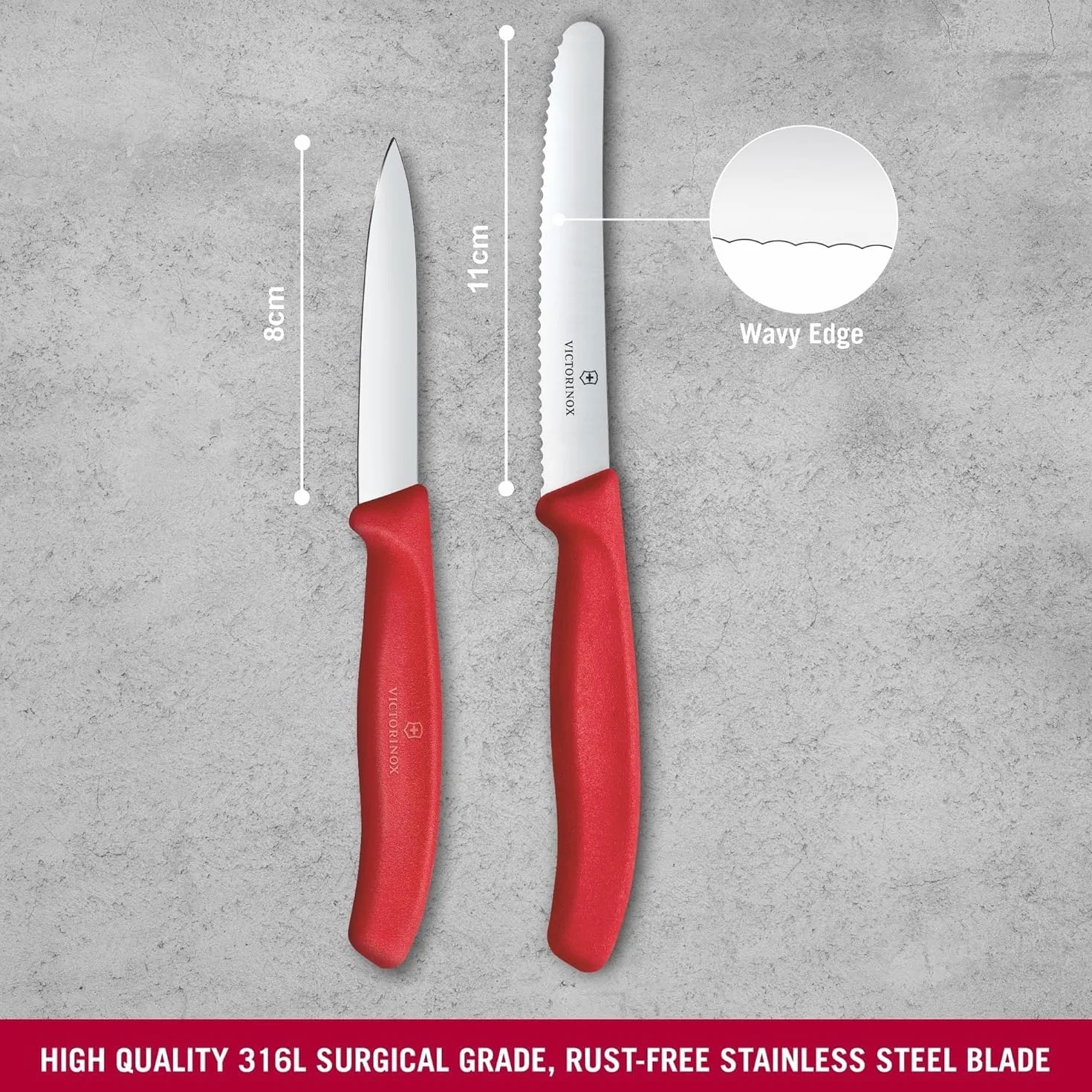 Victorinox Swiss Classic 2-częściowy zestaw noży do obierania, stal szlachetna, czerwony