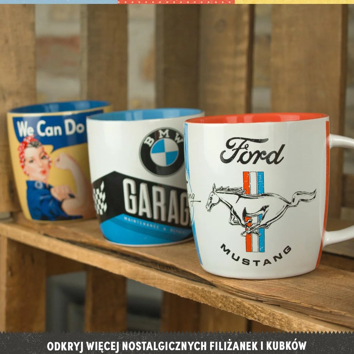Nostalgic-Art Retro kubek, 330 ml, VW – Good In Shape – Pomysł na prezent dla miłośnika Volkswagena Busa, Official License Product (OLP), kubek ceramiczny na kawę, Styl vintage