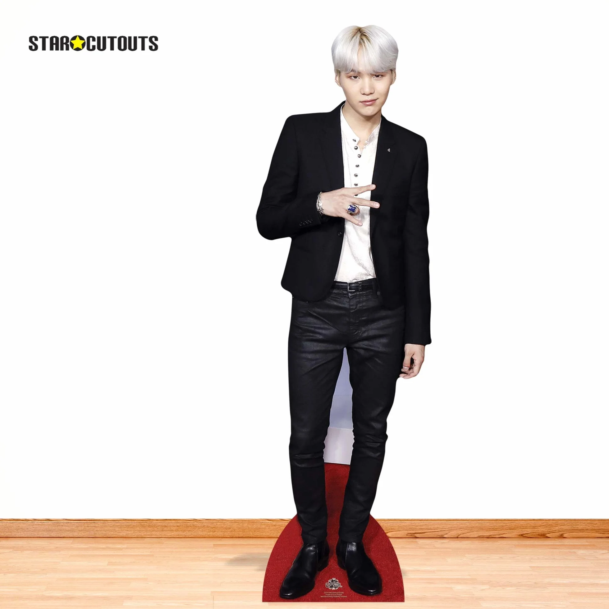 STAR CUTOUTS CS747 Lifesize kartonowe wycięcie na biurko Min Yoon-Gi (Suga) Bangtan Boys Standee, solidne, wielokolorowe