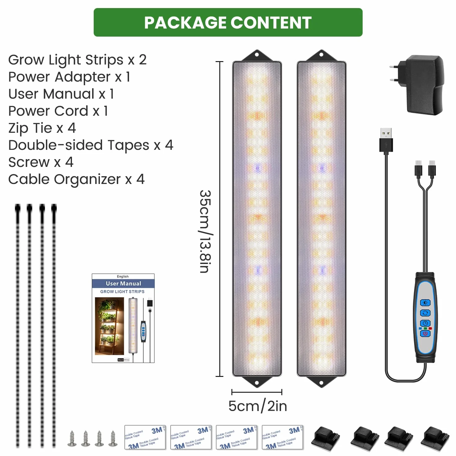 Wolezek Lampa LED do uprawy roślin, pełne spektrum, 210 diod LED z automatycznym timerem 4/8/12/16H, 2 sztuki 35 cm lampa do uprawy roślin z 5 stopniami jasności, lampa do wzrostu roślin