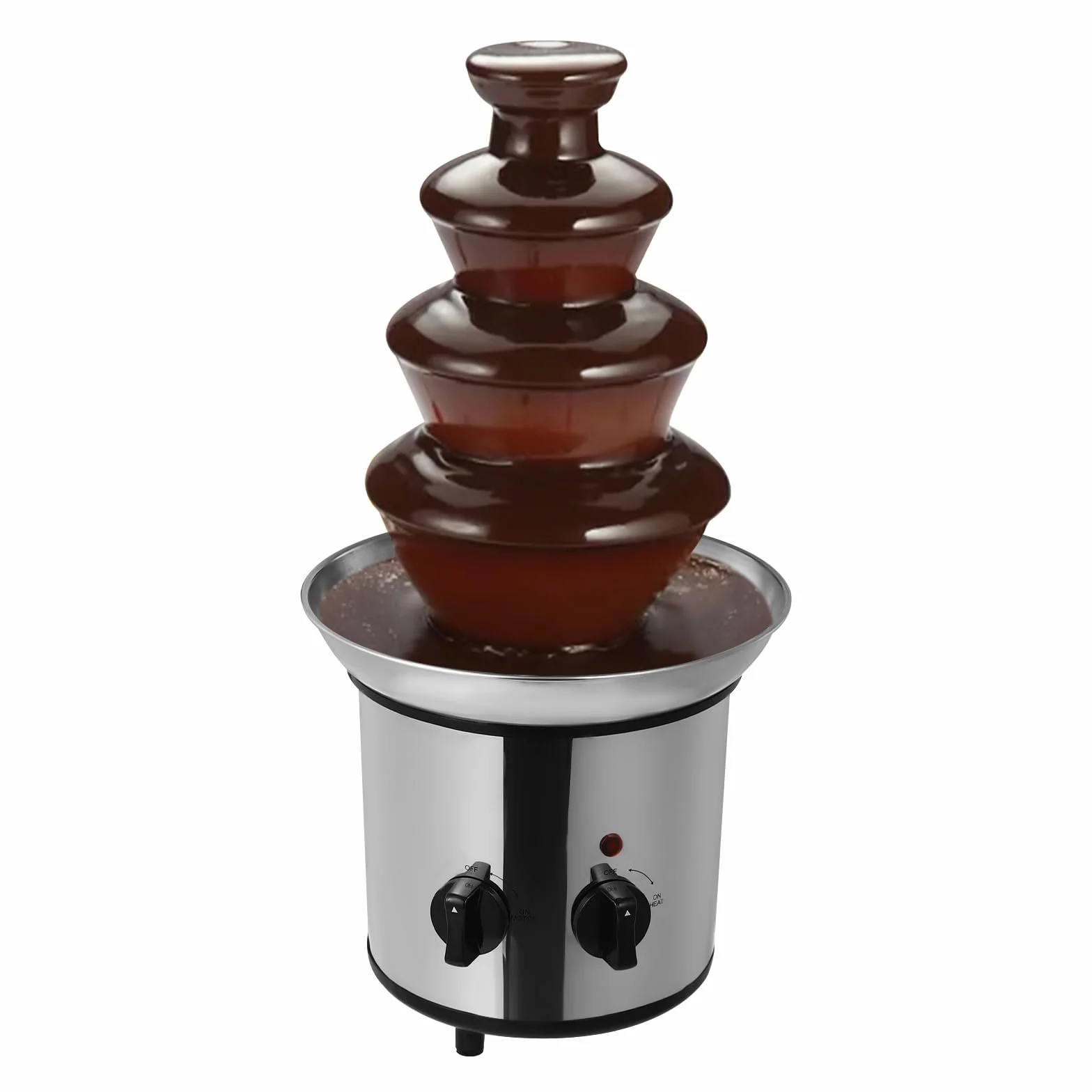 Elektryczna fontanna czekoladowa, 4 poziomy, 170 W, ze stali nierdzewnej, 1,8 l, fontanna czekoladowa, fondue, łatwa do czyszczenia, z funkcją topienia na imprezy