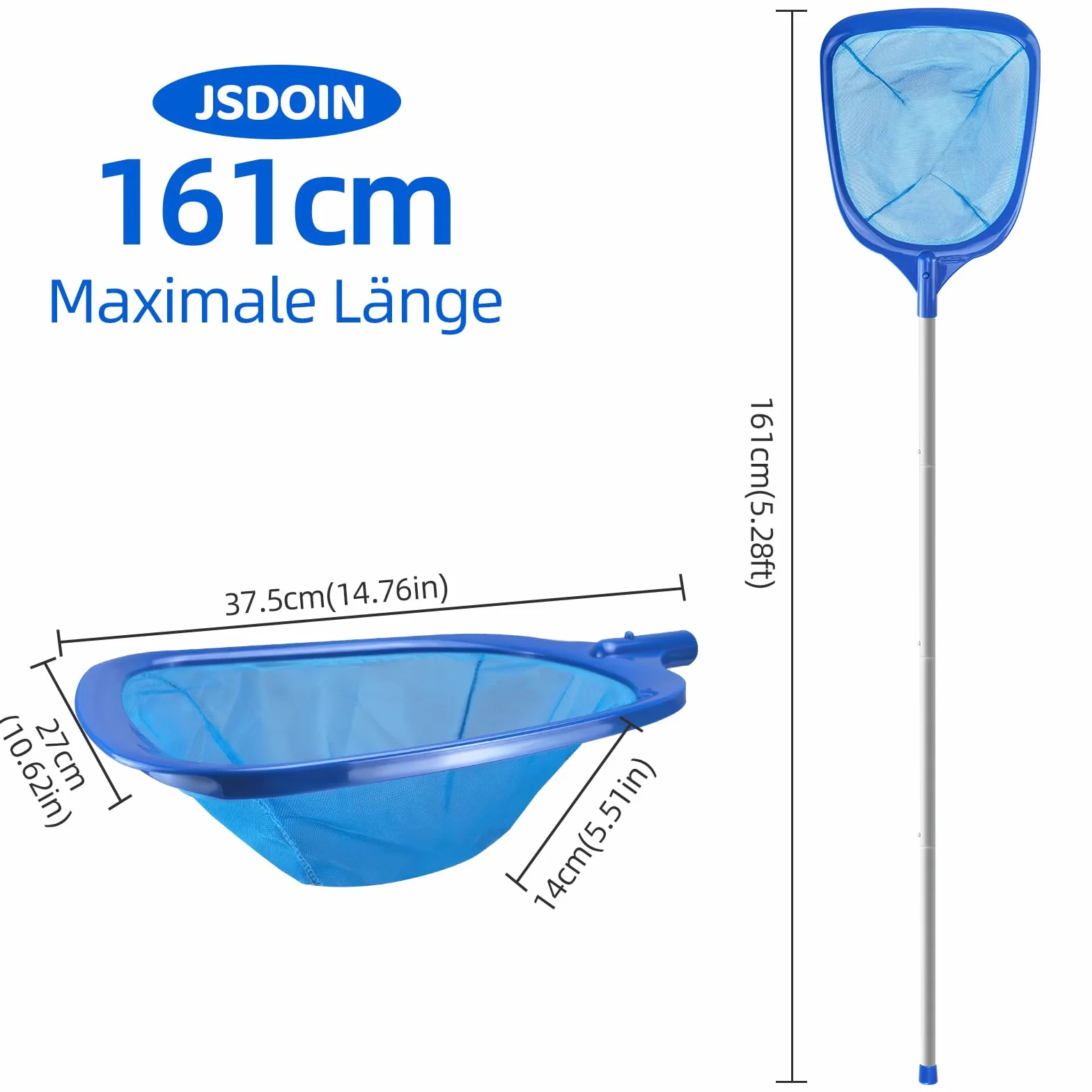 Jsdoin Podbierak basenowy, 161 cm długości,