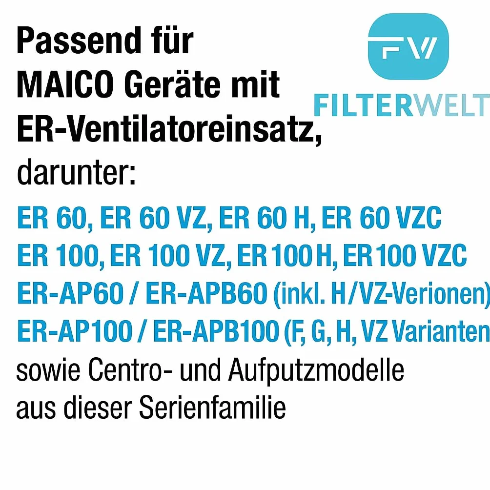 5 x zestaw filtrów zamiennych dla filtrów pyłowych MAICO ZF 60/100 - 135 x 135 mm/otwór 22 mm - wentylatory łazienkowe wszystkie typy ER-AP/APB 0093.0680