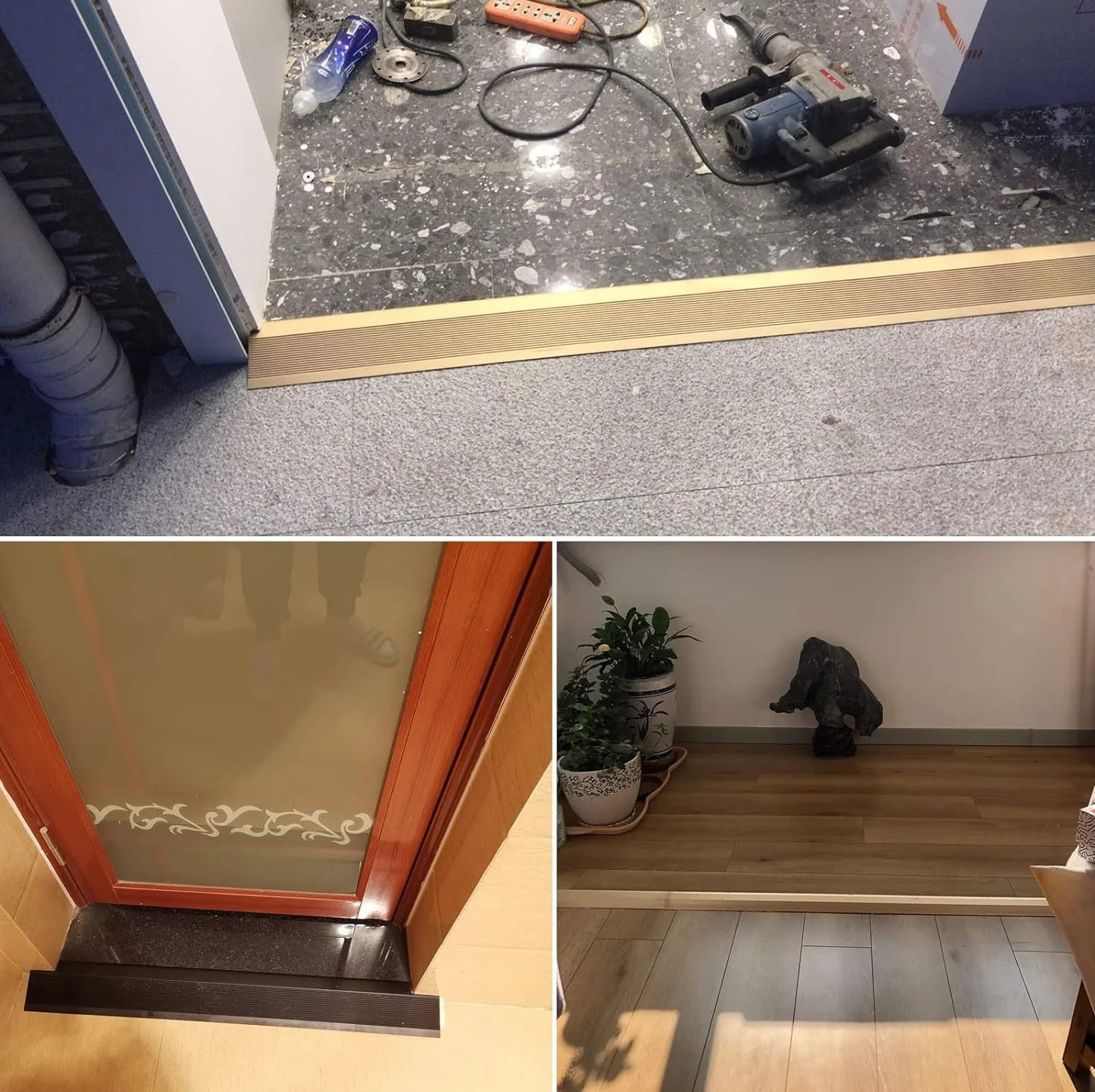 Listwa przejściowa do podłogi, listwa przejściowa do drzwi/płytek/progu, reduktor podłogi, odpowiednia wysokość 1-4 cm (kolor: F, rozmiar: 47,2 cala/120 cm L) (39,3 cala/100 cm L B)