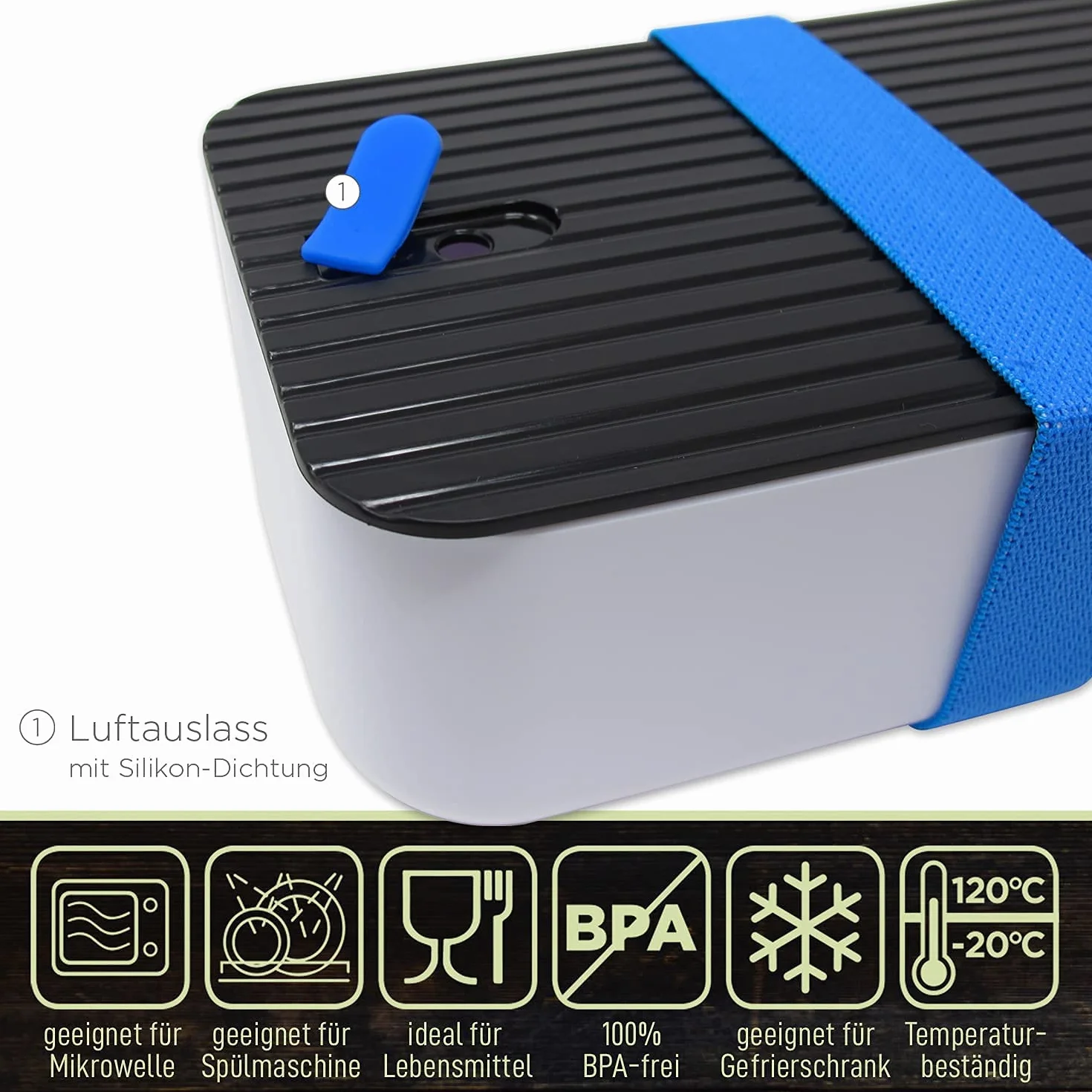 Bento Lunch Box 1000 ml Wodoodporny Wolne od BPA Pojemnik na chleb do zmywarki Niebieski