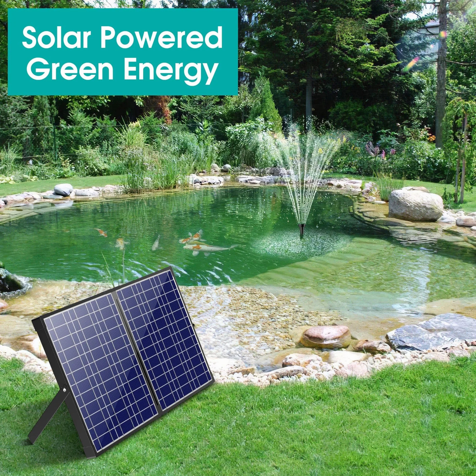 Billing solarny filtr do oczka wodnego 30 W z 4 dyszami – solarna pompa do stawu ogrodowego do 1200 l, biofiltr do stawu, do fontanny, mały staw rybny, do zabawy na zewnątrz, czysta woda bez kosztów