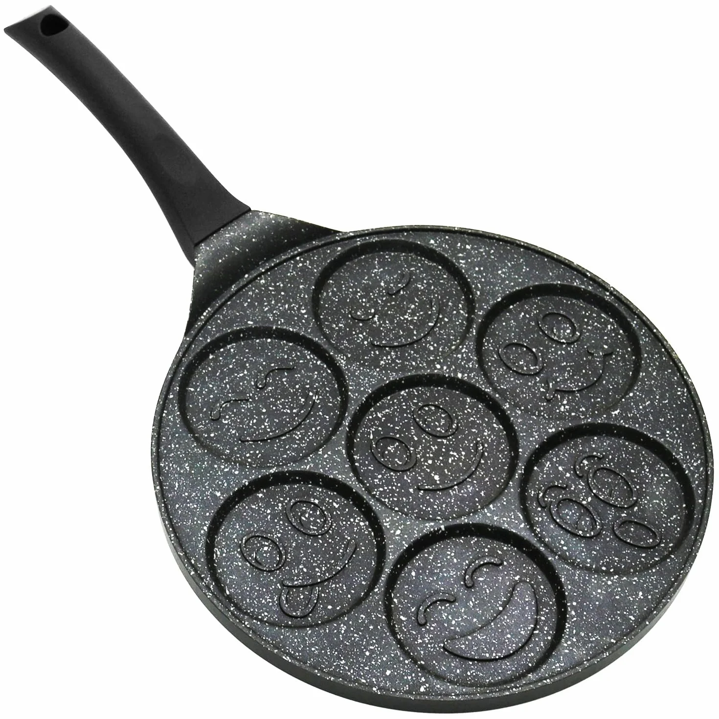 Patelnia do naleśników 7 foremek Smileys 26,5 cm nieprzywierająca marmurowa aluminiowa do indukcji i gazu