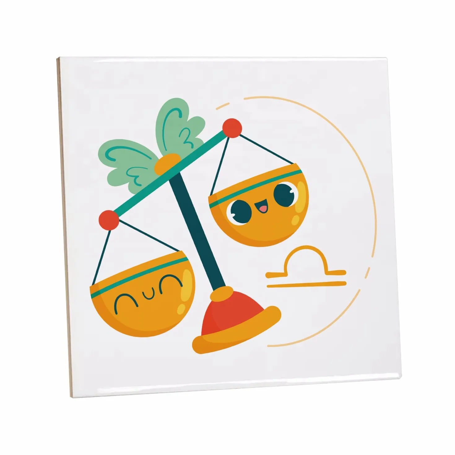 Fantastyczna dekoracyjna płytka ceramiczna 15,2 x 15,2 cm - Waga Znak zodiaku Rysunek Symbol Ilustracja