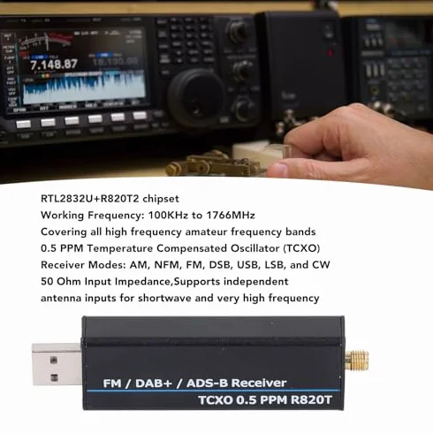 Odbiornik 100KHz-1766MHz RTL SDR RTL2832U R820T2 0.5PPM TCXO Odbiornik Radiowy Zdefiniowany Programowo dla Różnych Potrzeb Odbioru Radiowego