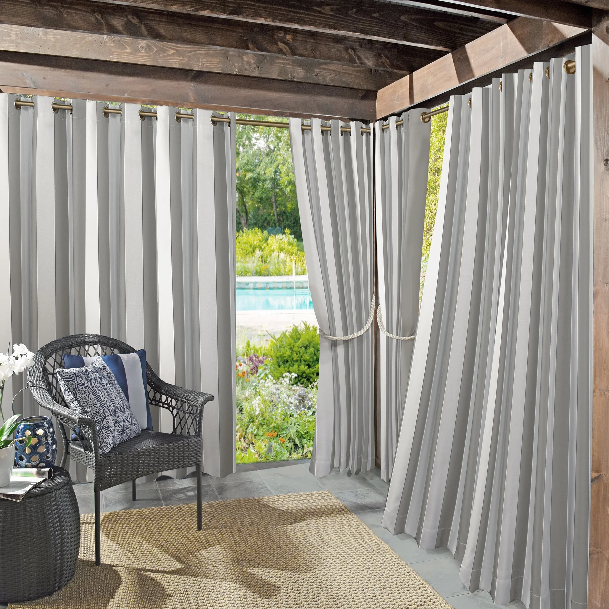 Sun Zero Valencia Cabana paski do użytku wewnątrz i na zewnątrz, ochrona przed promieniowaniem UV, energooszczędna para paneli z przelotkami