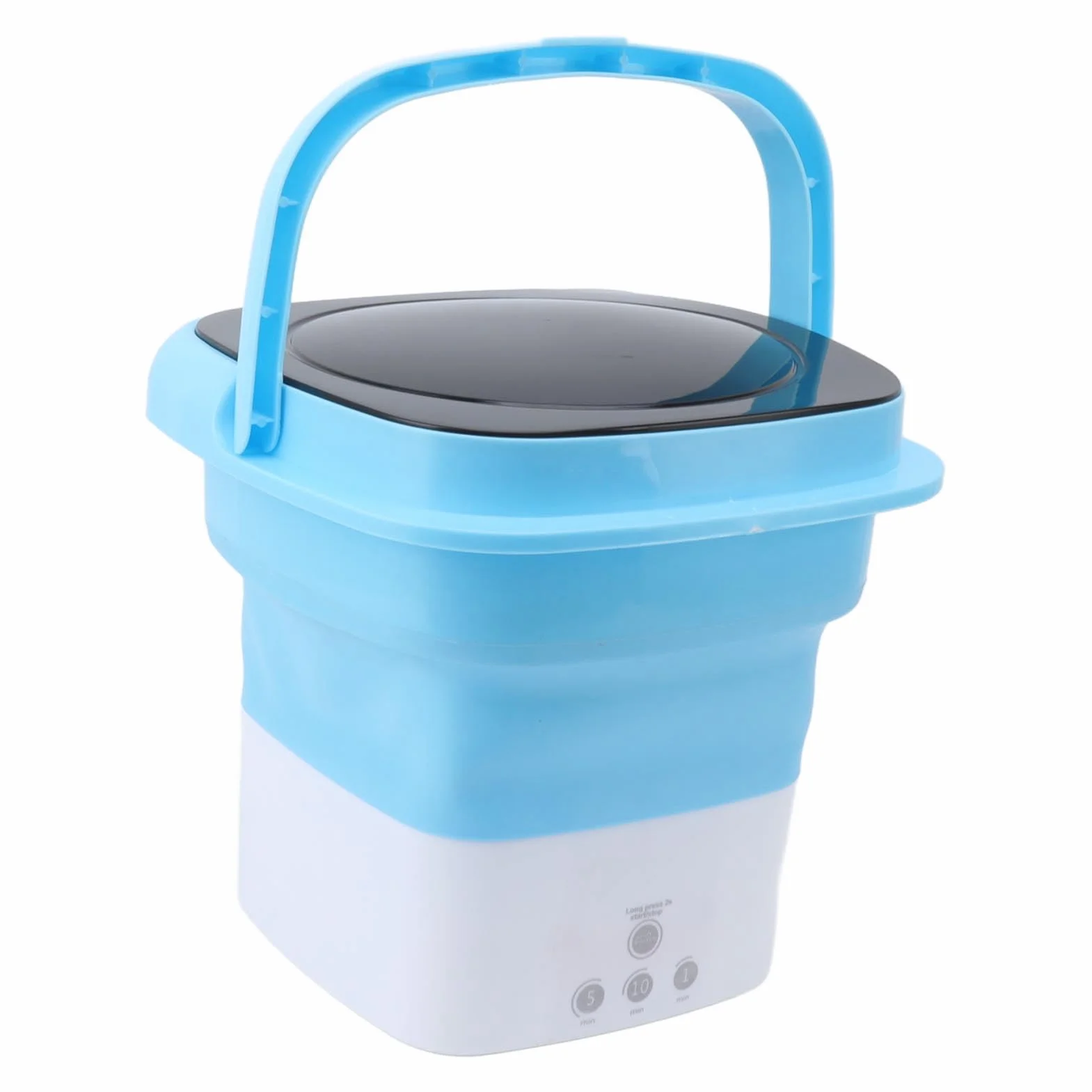 Mini Składana Podkładka Przenośna Pralka z Wiadrem do Użytku Domowego Wielofunkcyjna Pralka Rura Spustowa Adapter do Ubranek dla Dzieci (niebieski + biały)