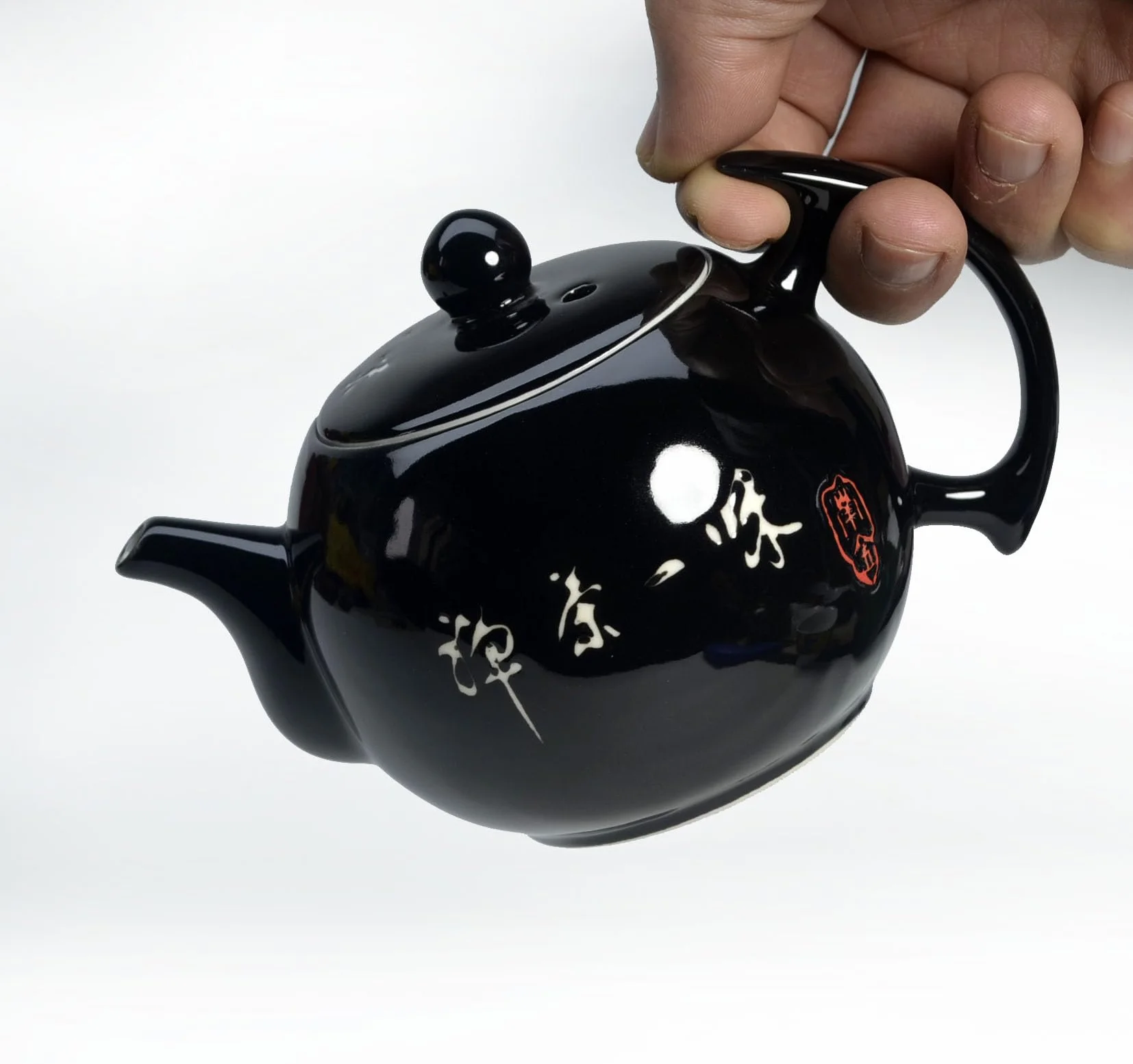 Porcelanowy czajniczek, 300 ml Mały Czajnik Xishi Chiński Zestaw do herbaty Gongfu Ceramiczny Dzbanek Czarny (Czajnik)