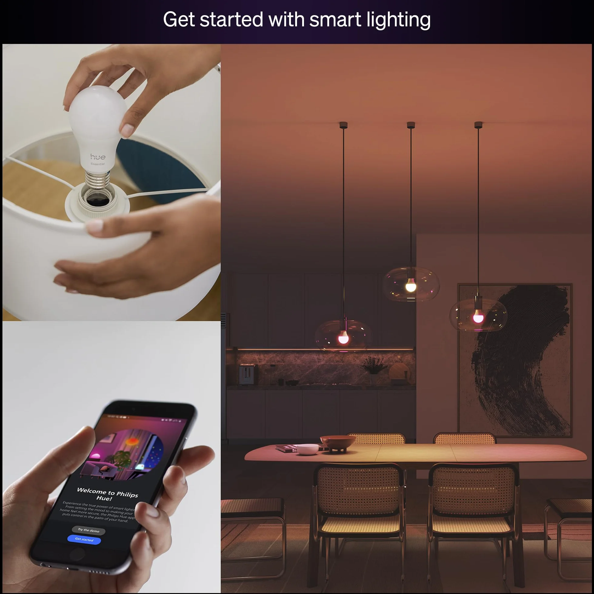 Philips Hue Essential E27 A60 żarówki 8 W, 3 szt
