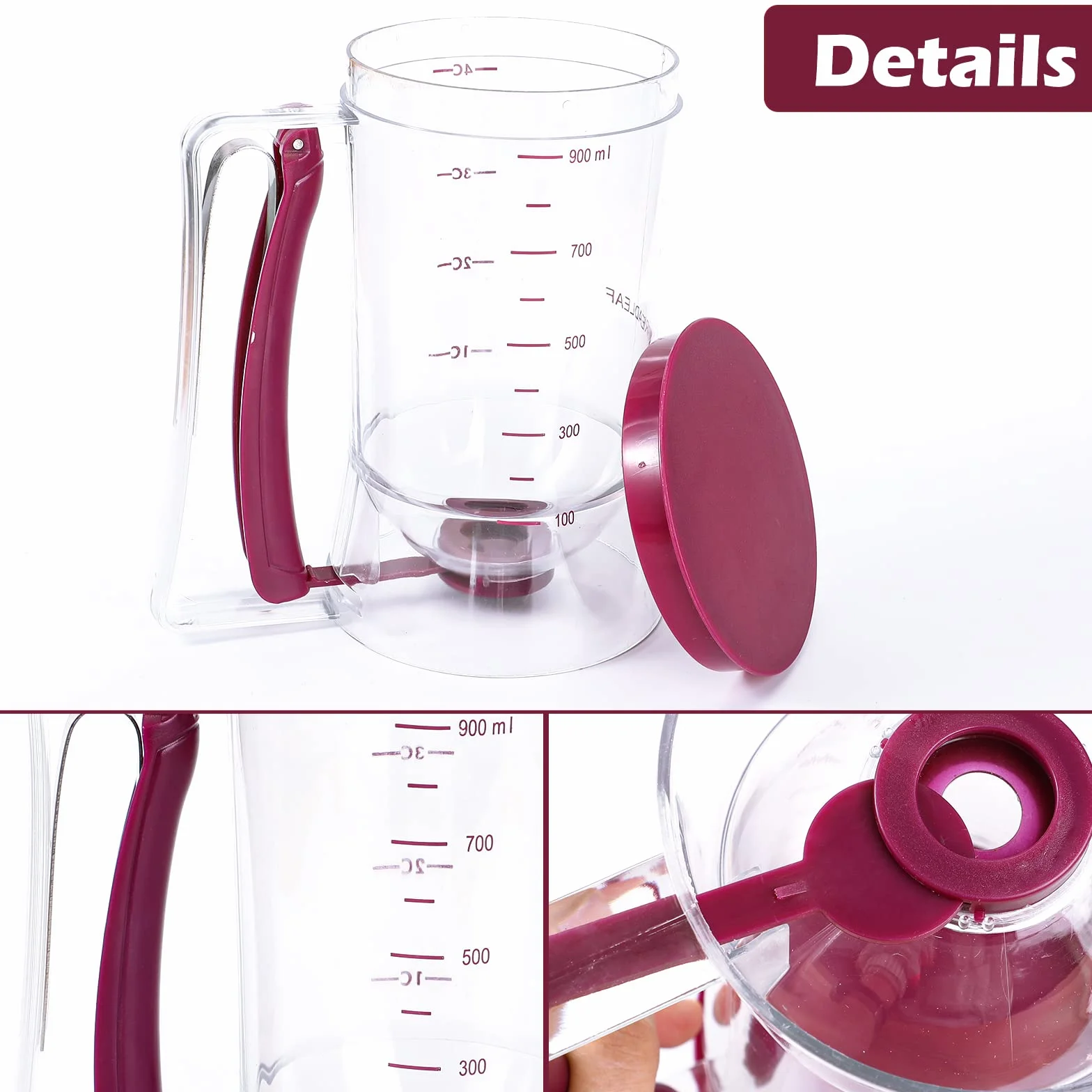 Webake Dozownik do ciasta 900 ml ręczny separator babeczek z etykietą pomiarową