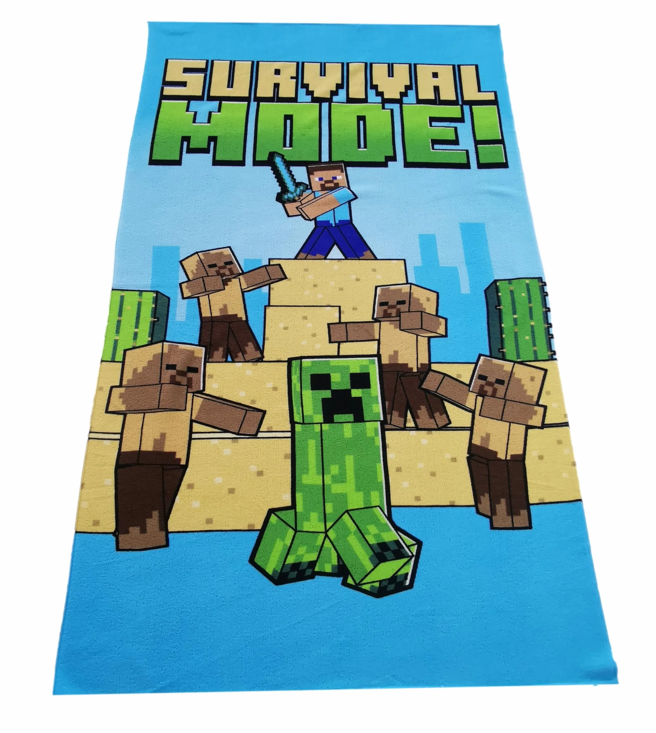 Theonoi Dziecięcy ręcznik kąpielowy Minecraft Survival, 70 x 140 cm, poliester, szybkoschnący