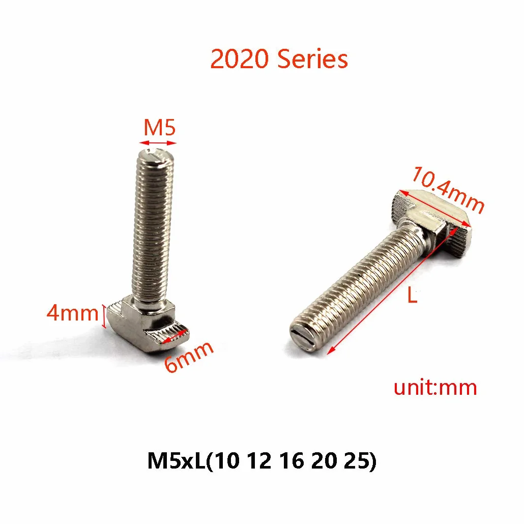 M5 x 25 T śruba z łbem młotka ze stali węglowej do gniazda 2020 serii T aluminium wytłaczanie norma europejska (30 sztuk)