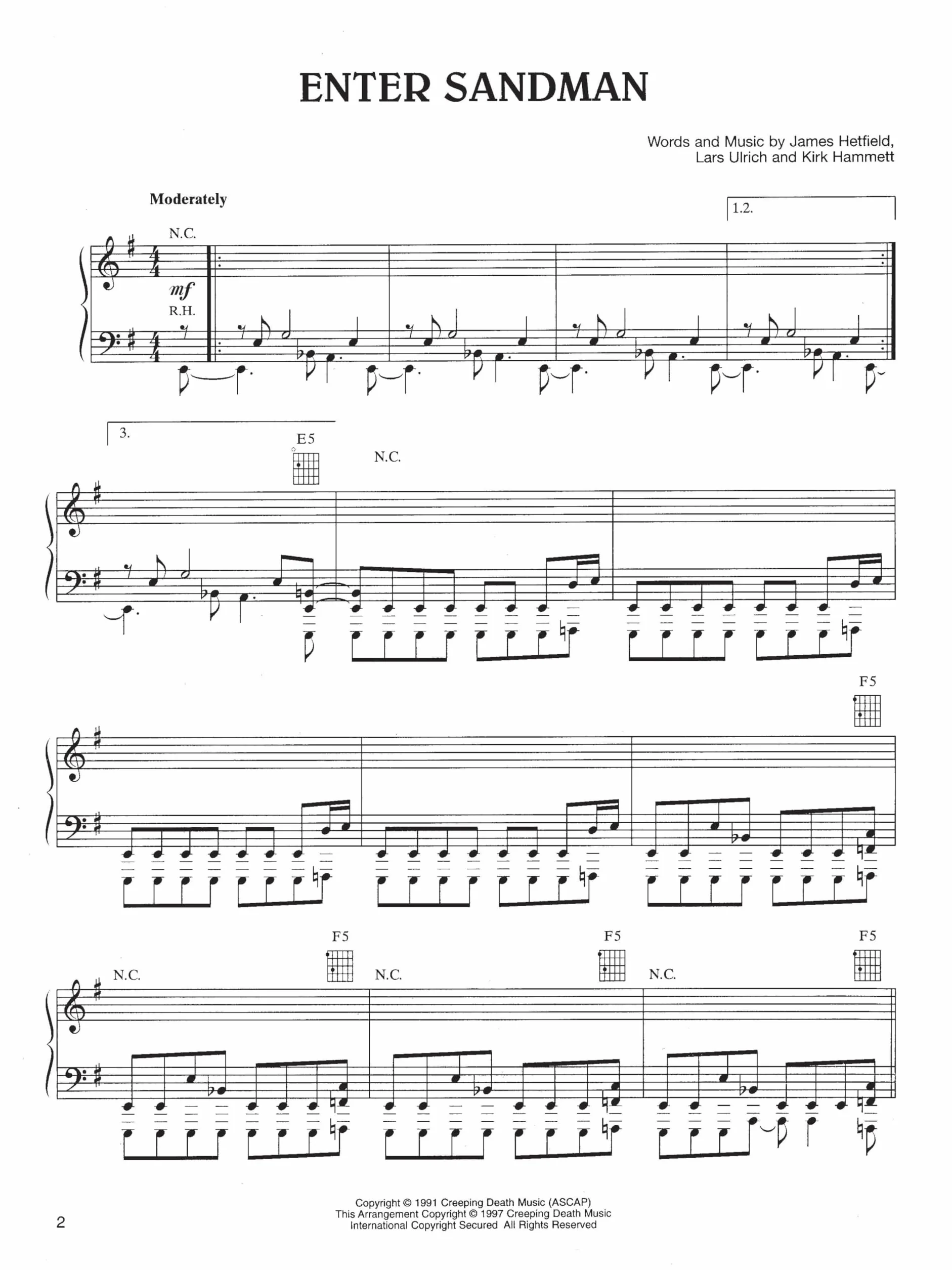 Best of metallica piano, voix, guitare: Piano, Vocal