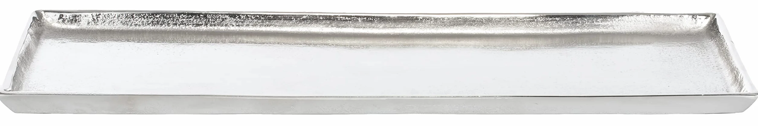 Brandsseller Taca dekoracyjna 44,5 x 12,5 cm talerz dekoracyjny miska aluminiowa wygląd RAW srebrny prostokątny