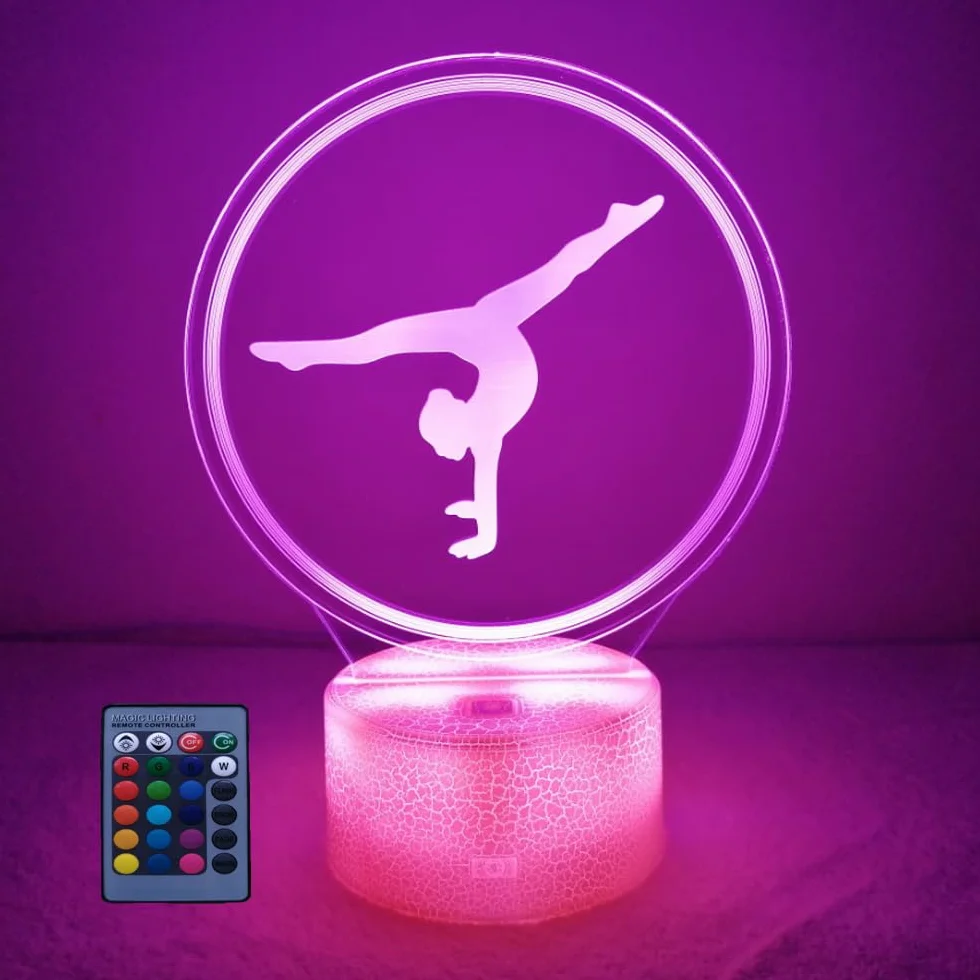 3D artystyczna gimnastyka lampka nocna lampa 7/16 zmiana koloru lampa LED zasilana przez USB pilot zdalnego sterowania dekoracje walentynki urodziny dekoracja pokoju