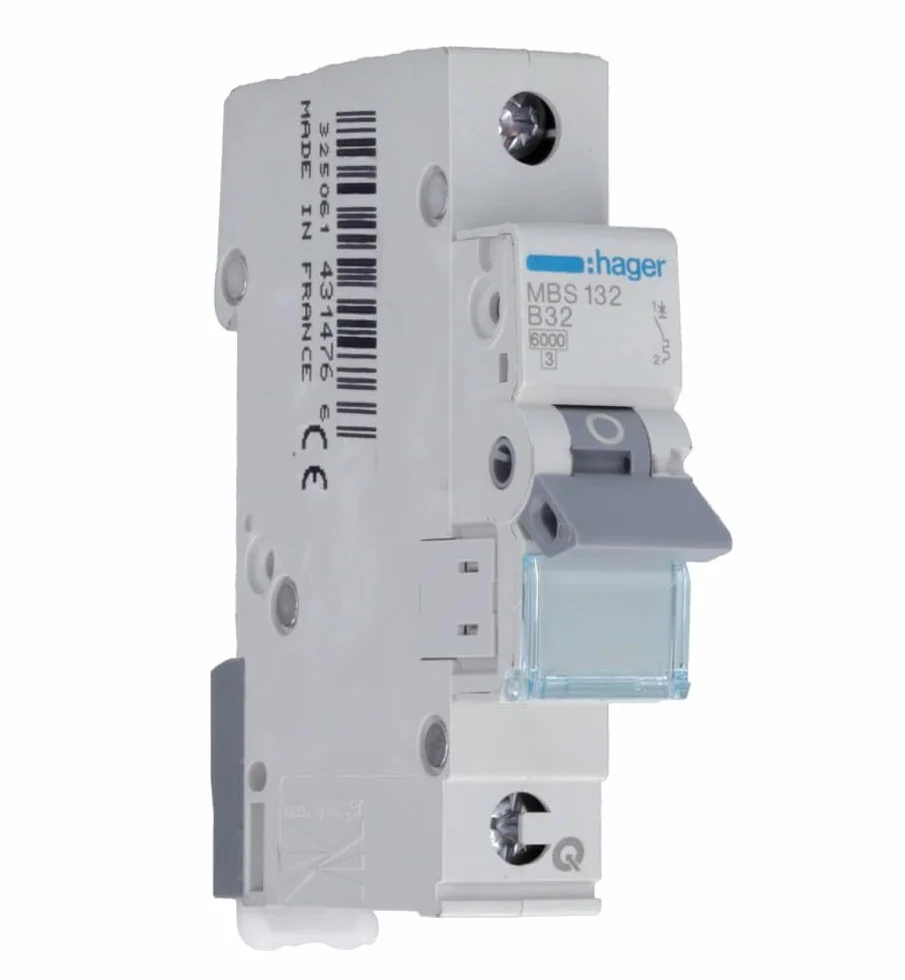 Hager MBS132 wyłącznik instalacyjny B-type 1 1 moduł(y) - Odcina obwody (32 A, 50-60 Hz, B-type, 1 moduł(y), -25-60 °C, -25-80 °C)