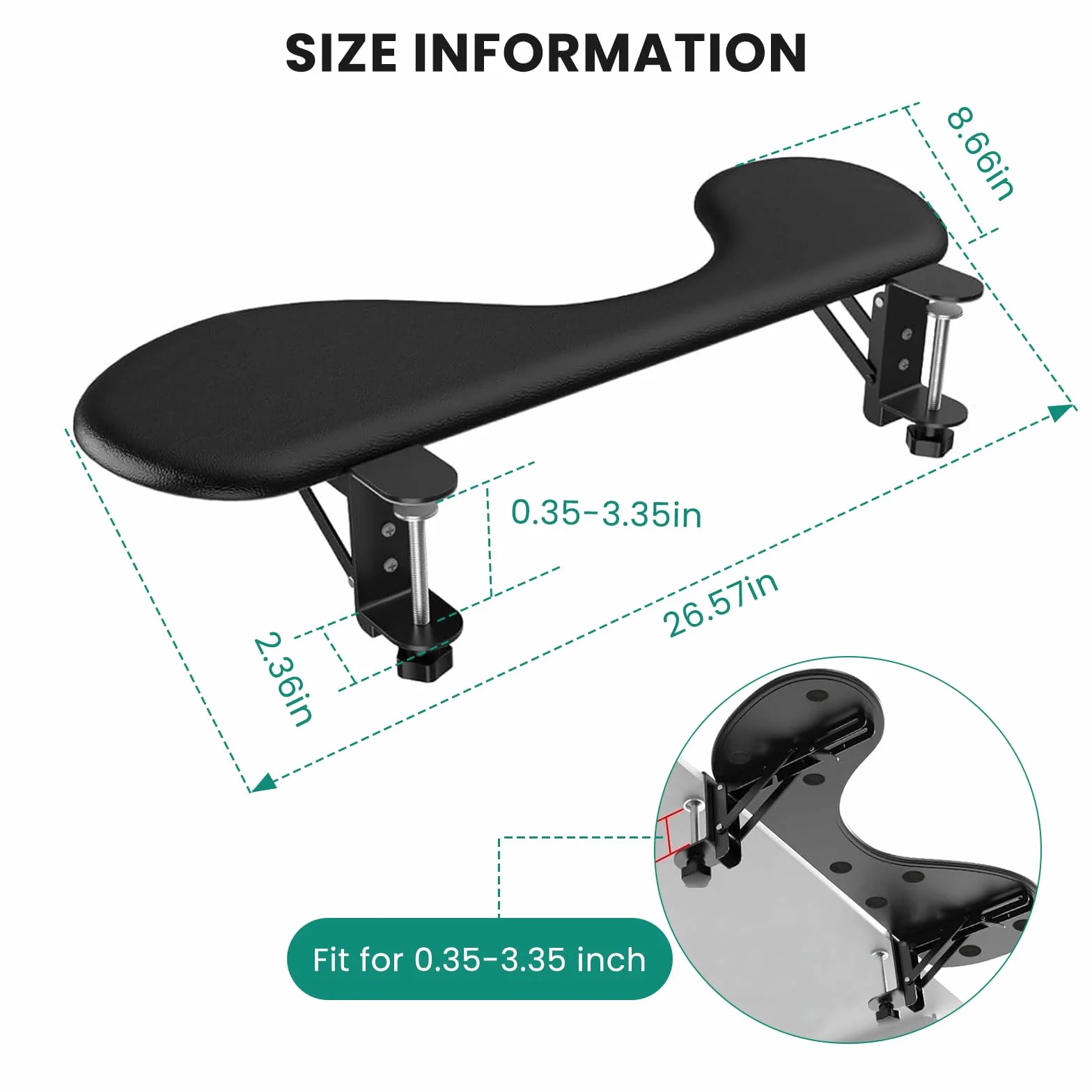Składane przedłużenie biurka, podłokietnik 68 cm, ergonomiczna skóra pod pachami, wyściółka na nadgarstki i łokcie, do domu i biura, łatwe pisanie i łagodzenie bólu