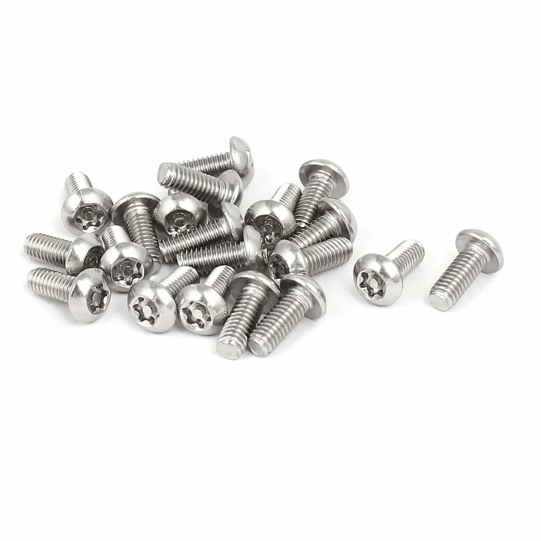 sourcingmap M4 x 10 mm 304 stal nierdzewna głowica guzikowa Torx odporne na manipulację śruby 20 szt.