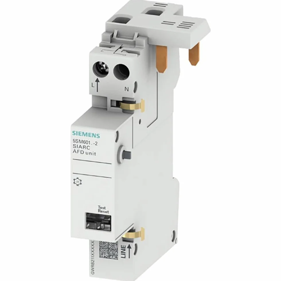 Siemens 5SM60112 blok wyłączników przeciwpożarowych AFDD 230 V 1-16 A, łatwy montaż na przełącznikach LS lub FI/LS, 1P+N (1TE)