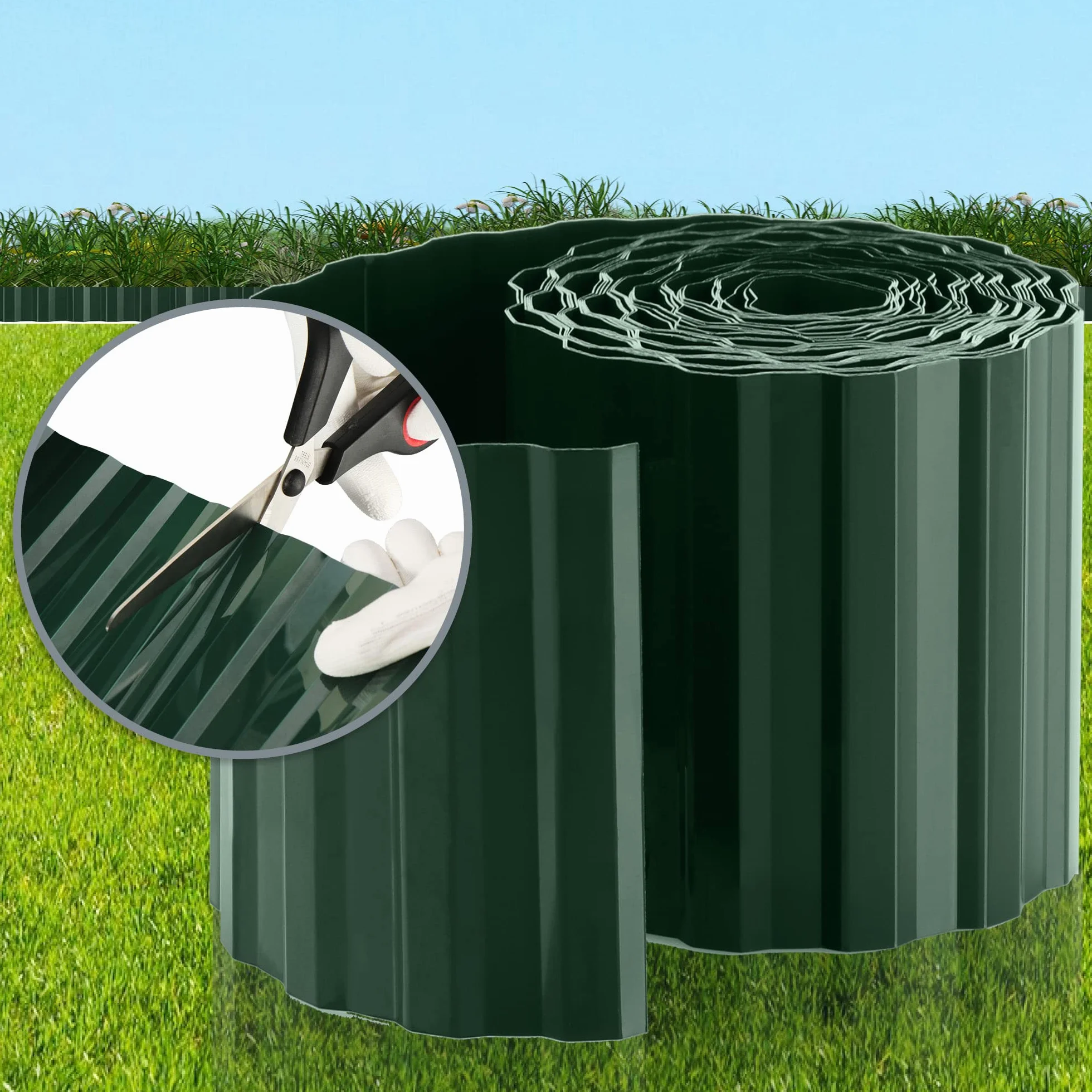 com-four® Plastikowe obrzeze trawnikowe - obrzeze rabatowe do trawników, rabat kwiatowych lub jako krawedz koszaca - dlugosc regulowana indywidualnie - 15 x 900 cm