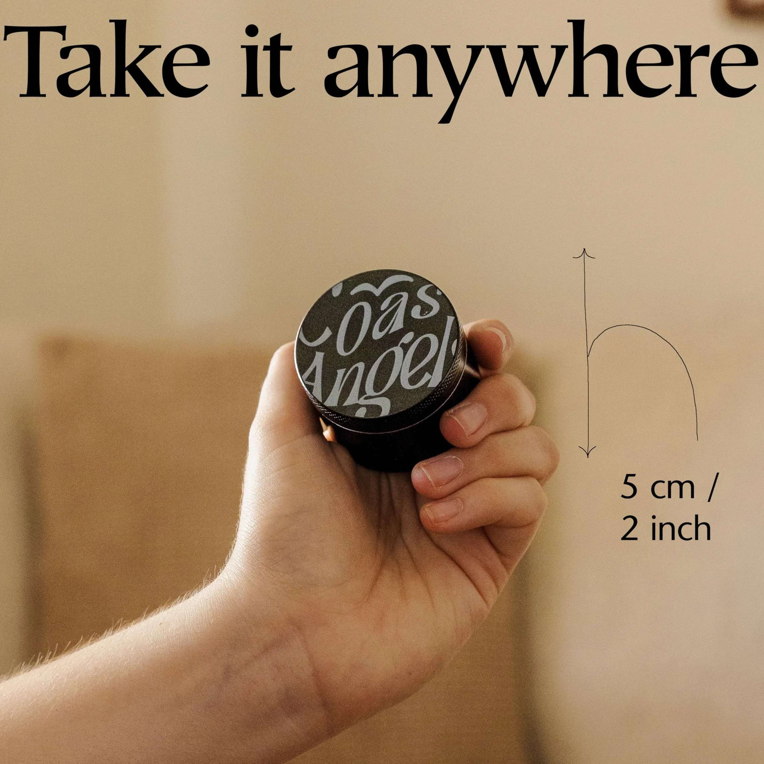 Grinder do ziół 48 mm metalowy czarny 4-częściowy