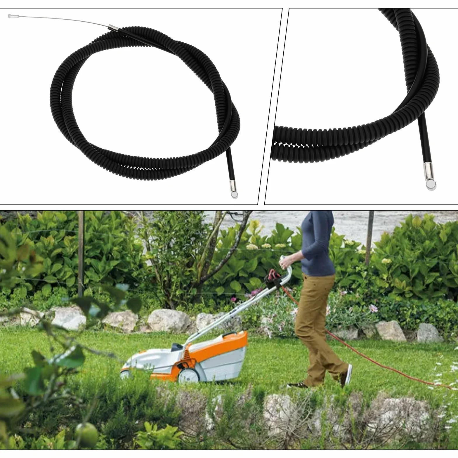 OTOTEC 1 szt. Wycinarka do szczotek trymer przepustnicy kabel część zamienna 4282 180 1100 kompatybilna z Stihl BR500 BR550 BR600 plecak dmuchawa do liści