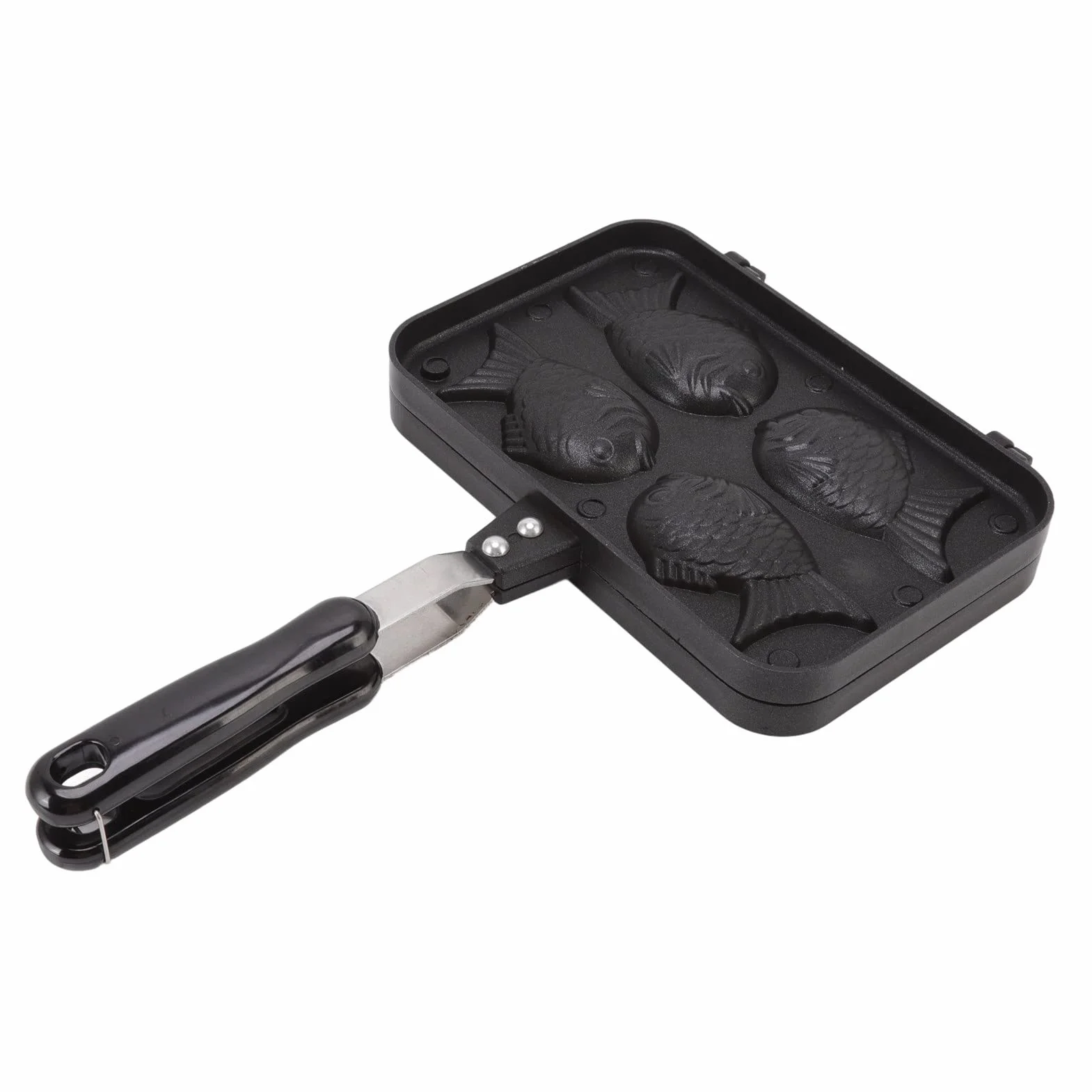Patelnia do ciasta Taiyaki odlew aluminiowy spożywczy 4 tace nieprzywierająca japońska forma do wafli