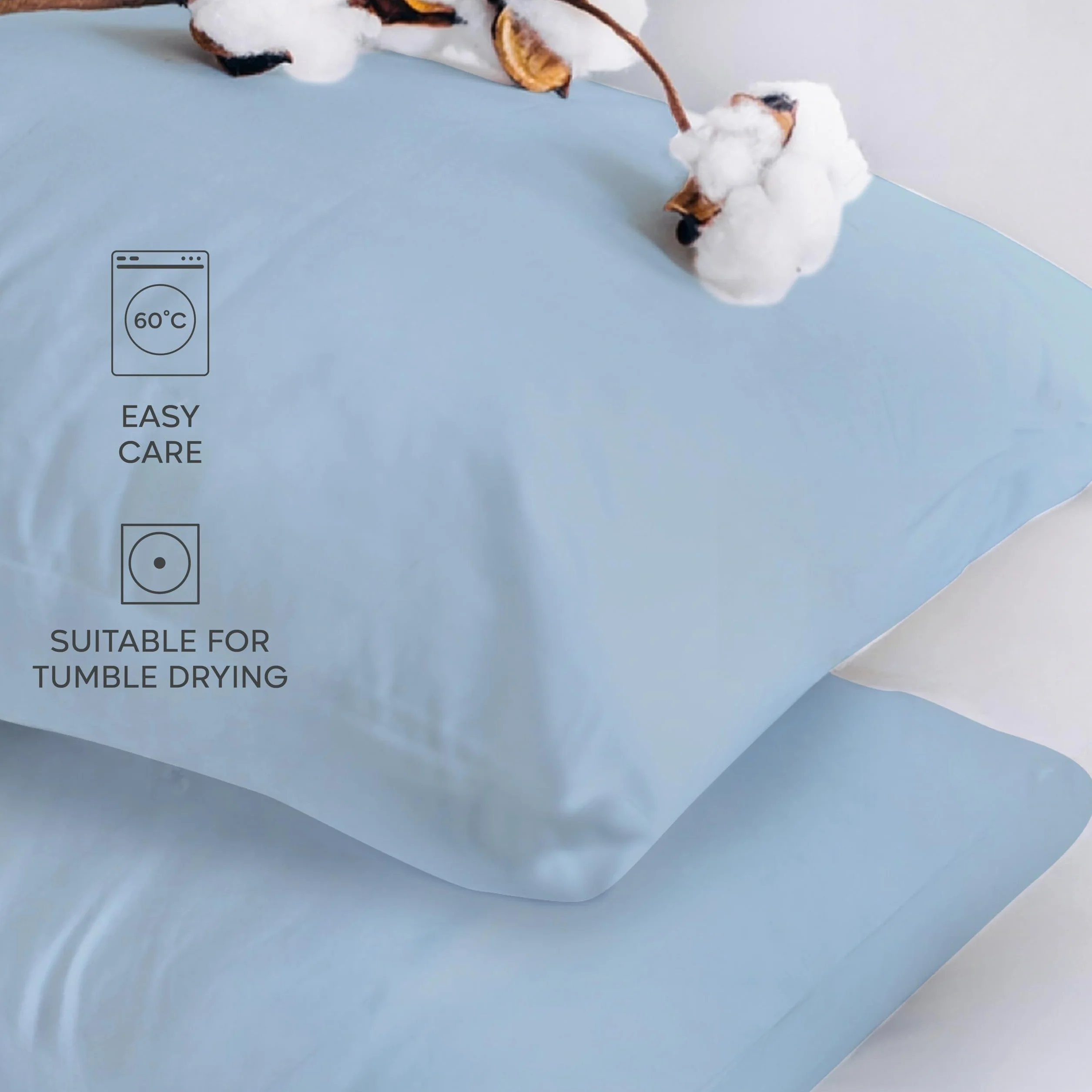 Poszewka na poduszkę Twinzen® 40x60 (zestaw 2 szt.) - 100% bawełna Jersey 150 GSM - Niebieski - Poszewka na poduszkę 40x60 - Poszewka na poduszkę z zamkiem błyskawicznym - Certyfikat Oeko-Tex