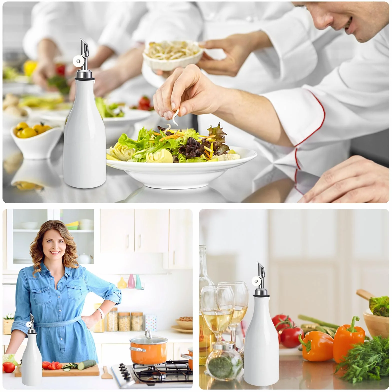 mumisuto Ceramiczny dozownik oliwy z oliwek 300 ml biały