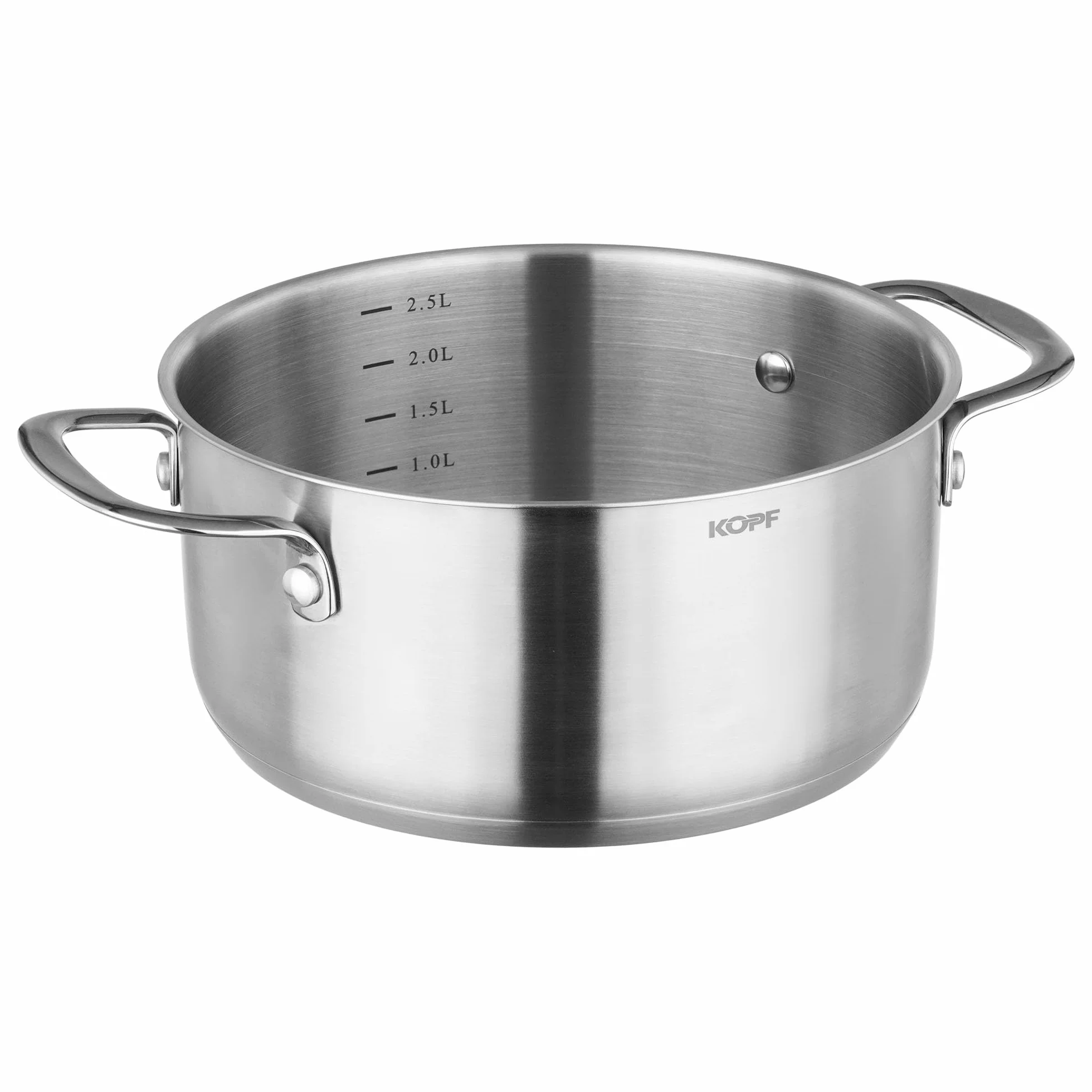 KOPF Clara 8-częściowy zestaw garnków indukcyjnych | nadaje się do piekarnika i zmywarek | zestaw garnków do wszystkich rodzajów kuchenek | 4 garnki, 1 rondel, 3 szklane pokrywki | skala litrów | stal