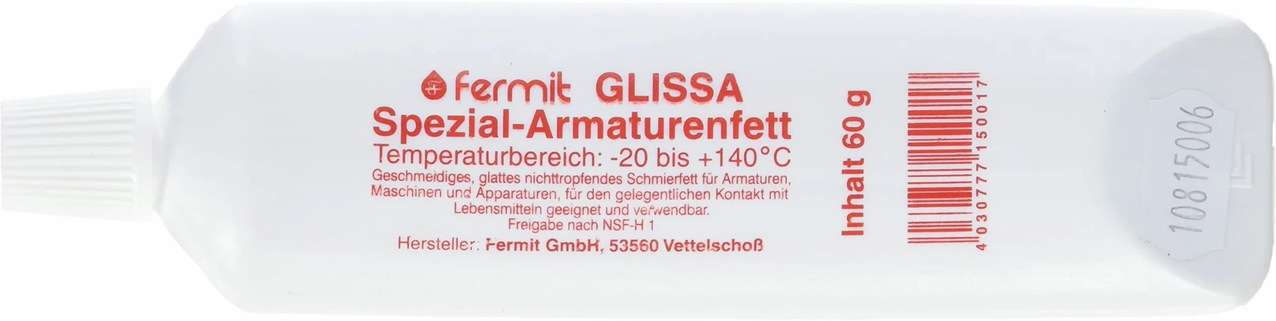 Stabilo-Sanitaer Spezial Glissa smar do armatury, tubka 60 g, nadaje się do kontaktu z żywnością, odporny na temperaturę od -20 do +140°C, smar do rur do wody pitnej