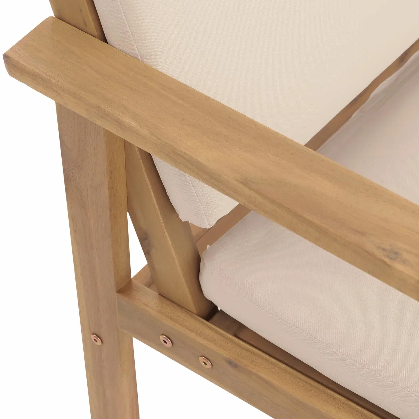 Mendler komplet mebli ogrodowych HWC-O19, zestaw wypoczynkowy siedzisk ławka fotel stół, drewno akacja FSC® tkanina/tekstyl (180g/m²) - poduszka beżowa