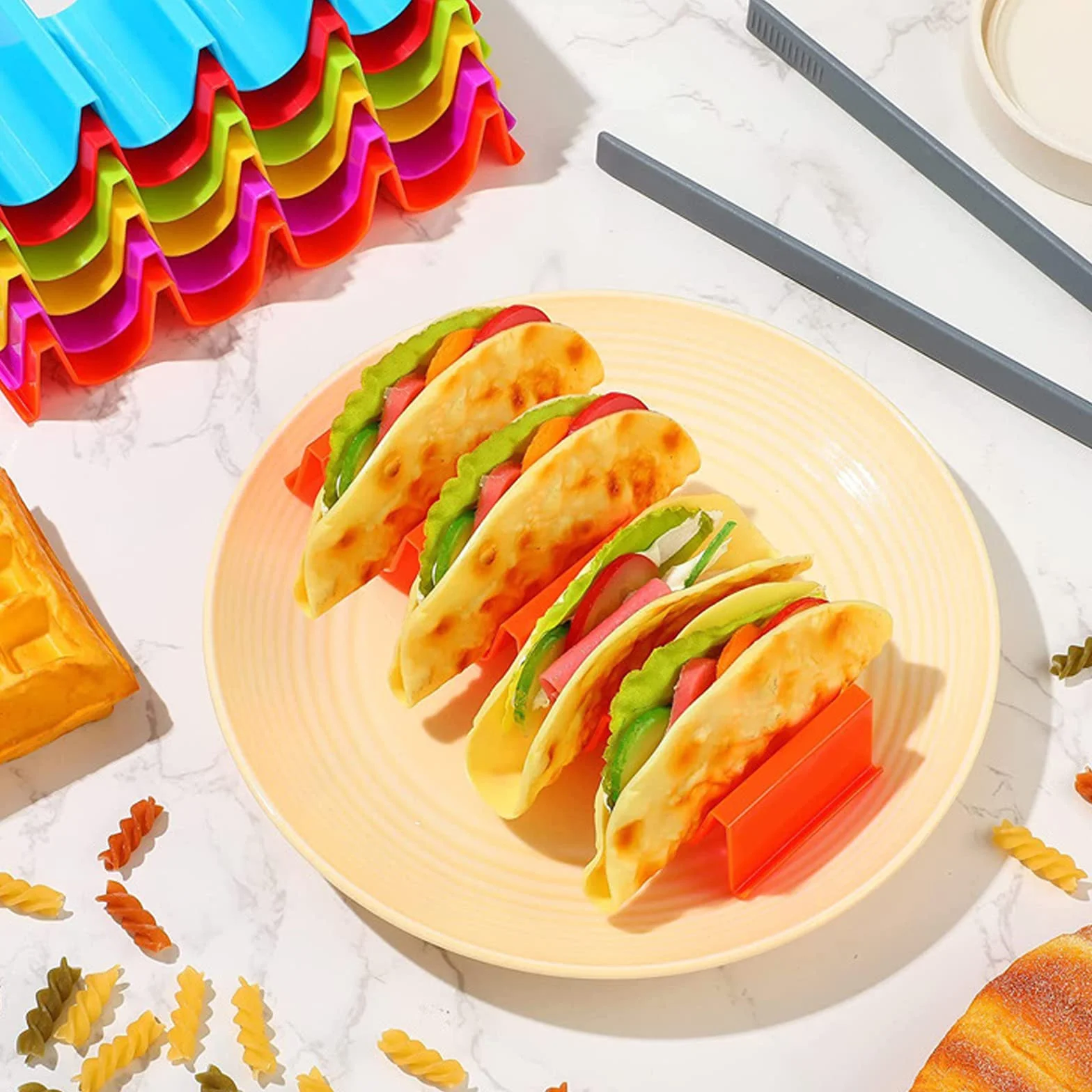 Plastikowe uchwyty na taco w kształcie fali 6 sztuk duże stojaki do kuchni