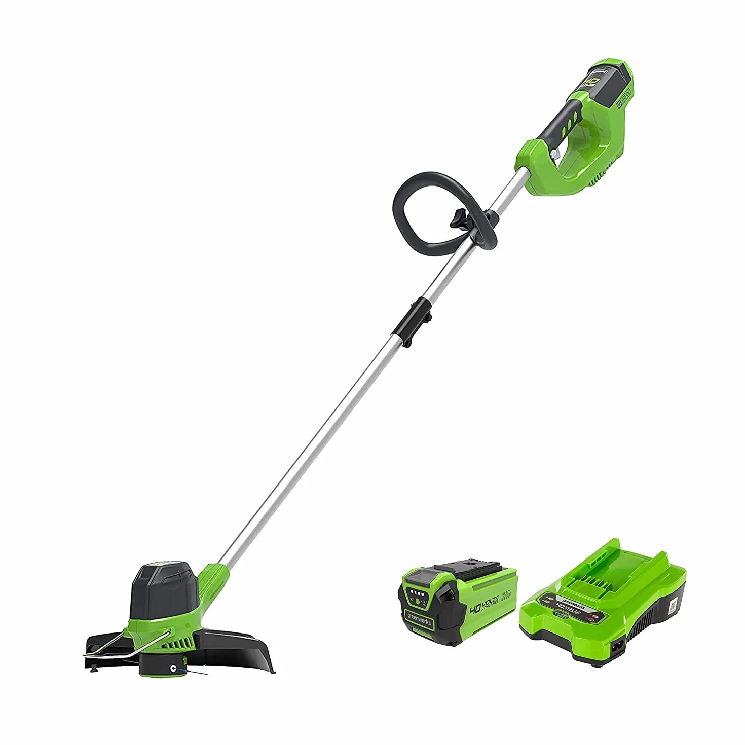 Greenworks G40LTK2 Akumulatorowa Podkaszarka do Średnich Ogrodów, Regulowana Wysokość, Szerokość Cięcia 30 cm, Automatyczny Wysuw Żyłki Nylonowej 1,65 mm, Bateria 40V 2Ah i Ładowarka
