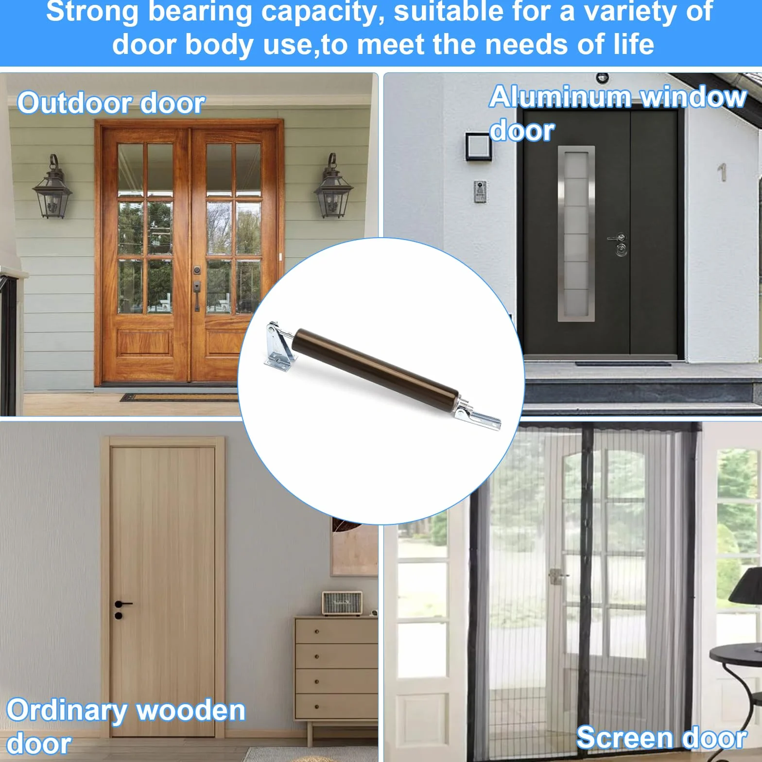 Samozamykacz drzwi 32 × 230 mm z aluminium w kolorze antycznego brązu – cichy amortyzator drzwi z funkcją Soft Close, łatwy montaż bez wiercenia, do drzwi pokojowych, bramy ogrodowej, drzwi