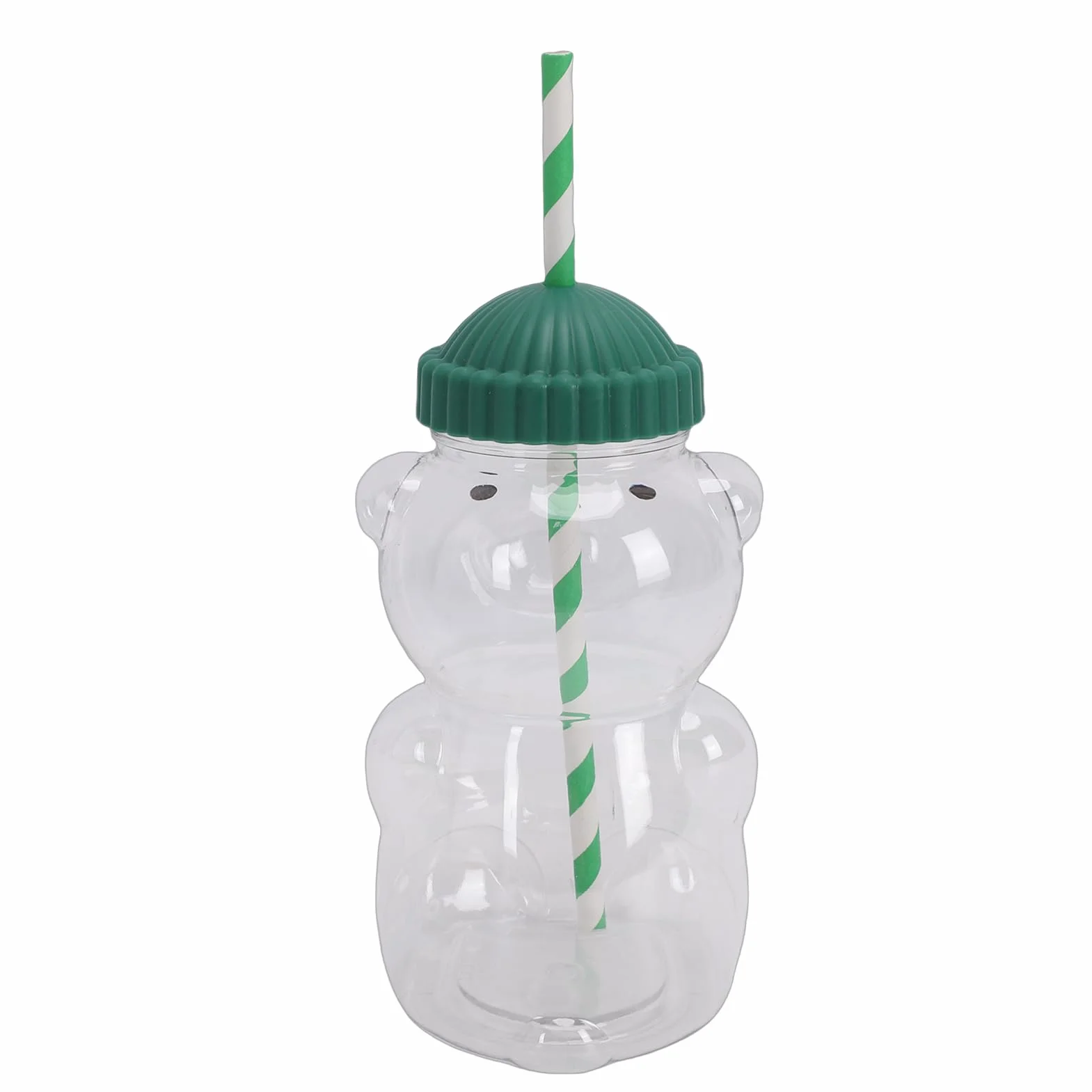 Wakects Kubek Miś 3D, Przezroczysty Kubek do Picia ze słomką 450 ml