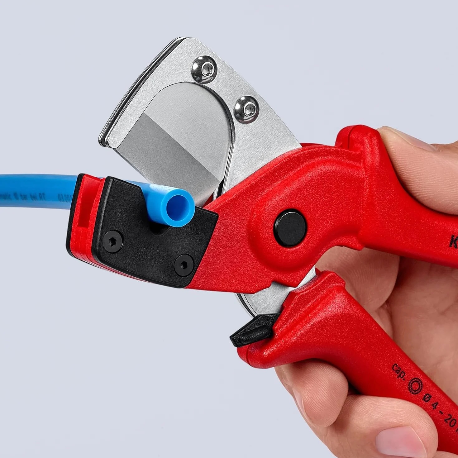 KNIPEX Obcinak do rur wielowarstwowych i węży pneumatycznych z wytrzymałego, wzmacnianego włóknem szklanym tworzywa sztucznego 185 mm, 90 10 185